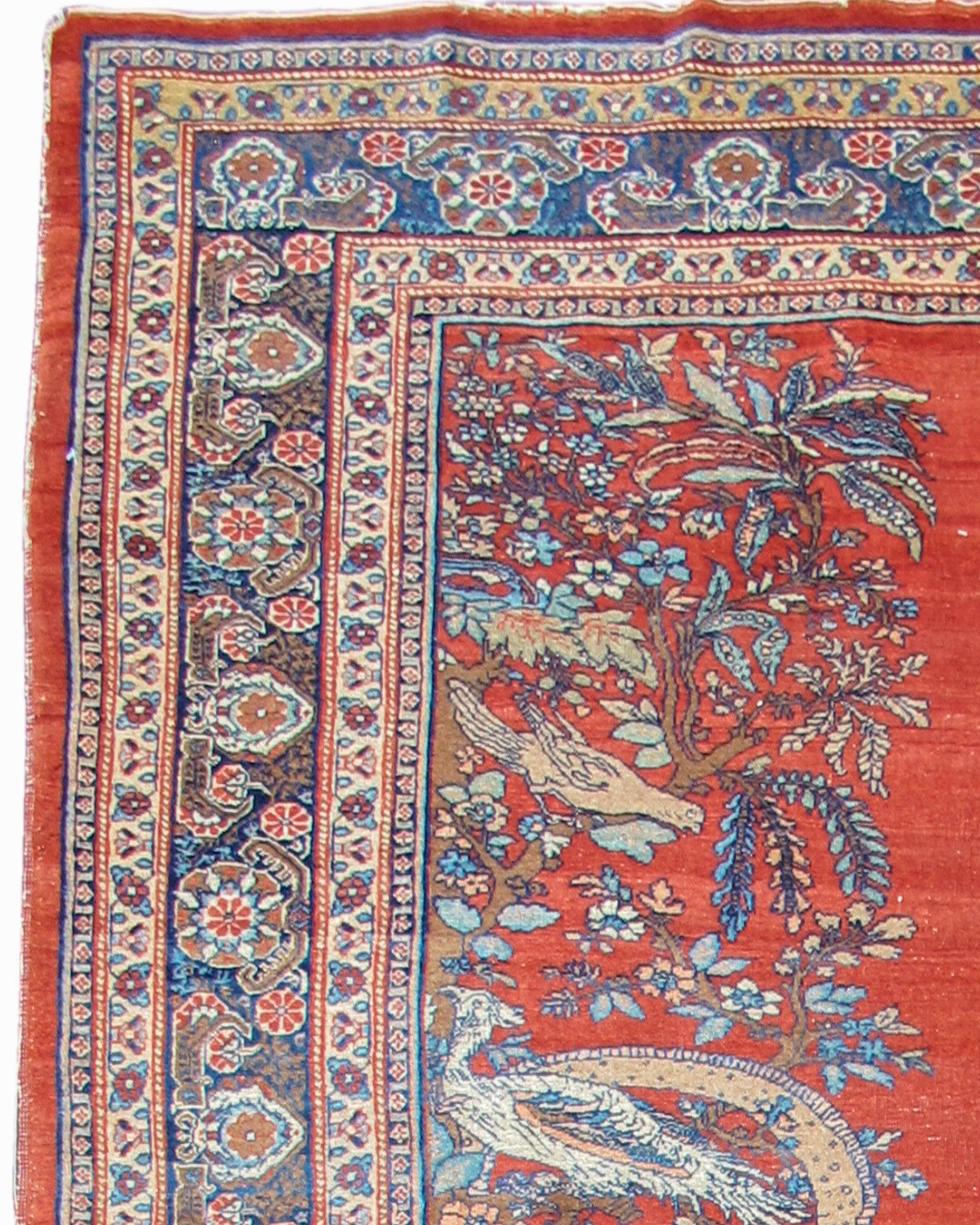 Hand-Woven Antique Persian Tabriz Rug, 19th Century For Sale