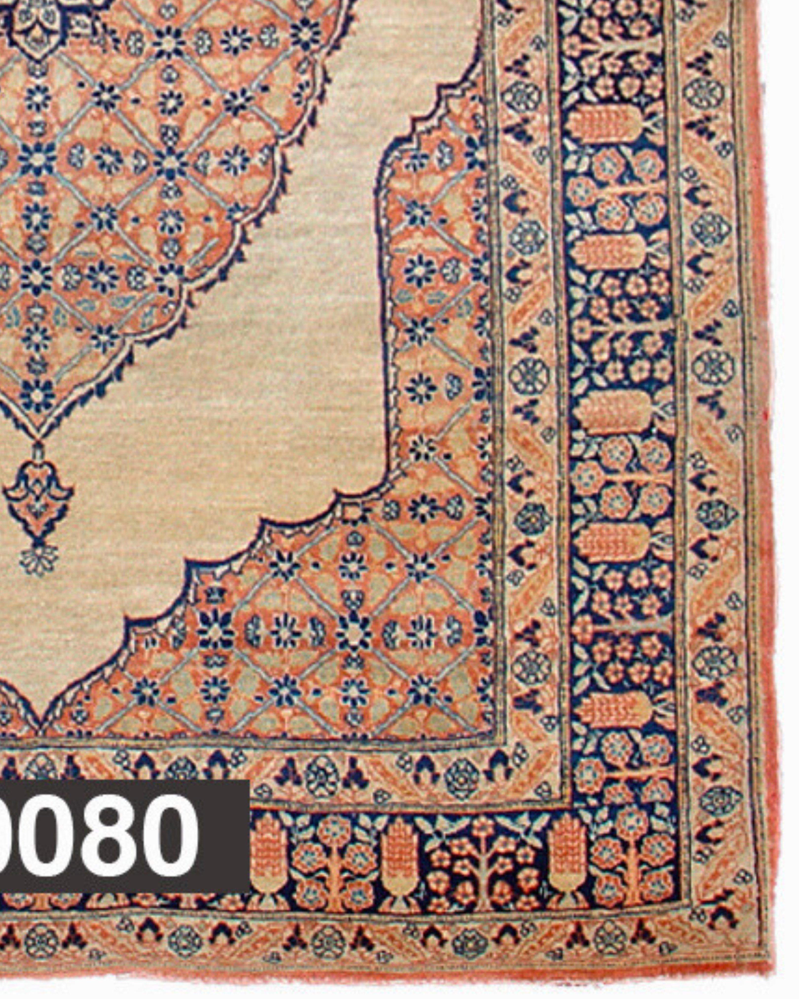 Wool Antique Persian Tabriz Rug, 19th Century For Sale