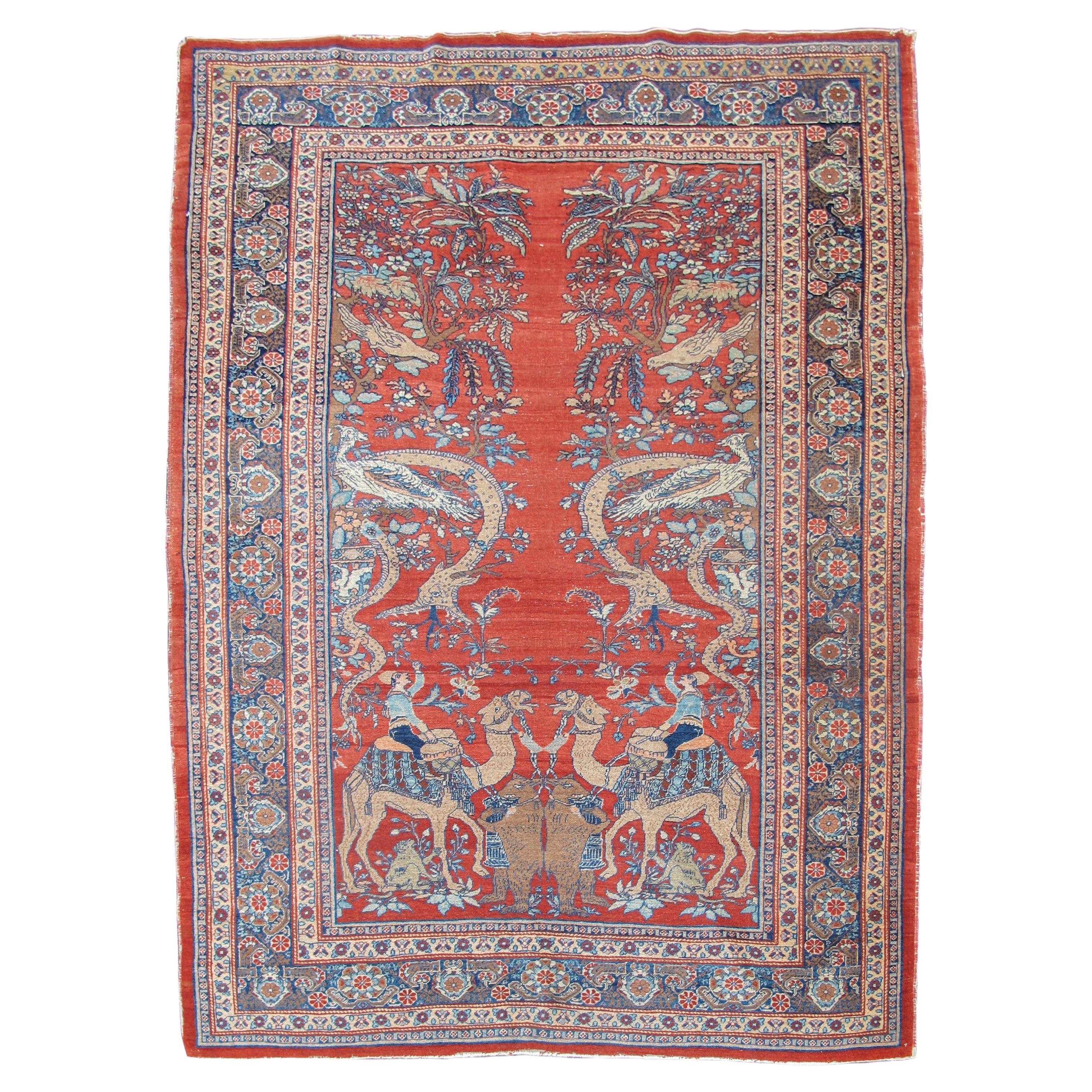 Antiker persischer Täbris-Teppich, 19. Jahrhundert