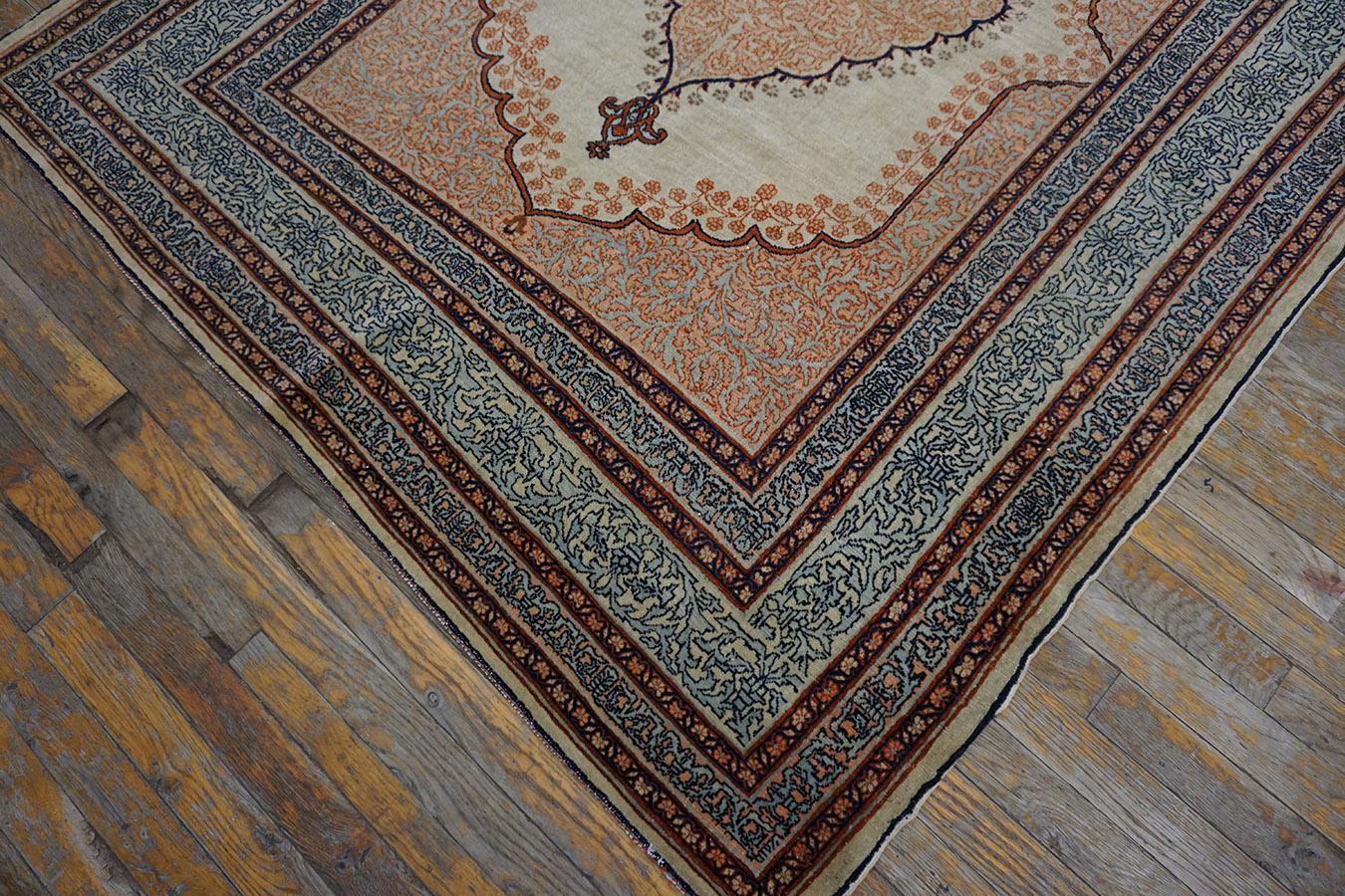 Late 19th Century 19th Century Persian Haji Jalili Tabriz Carpet ( 4'8