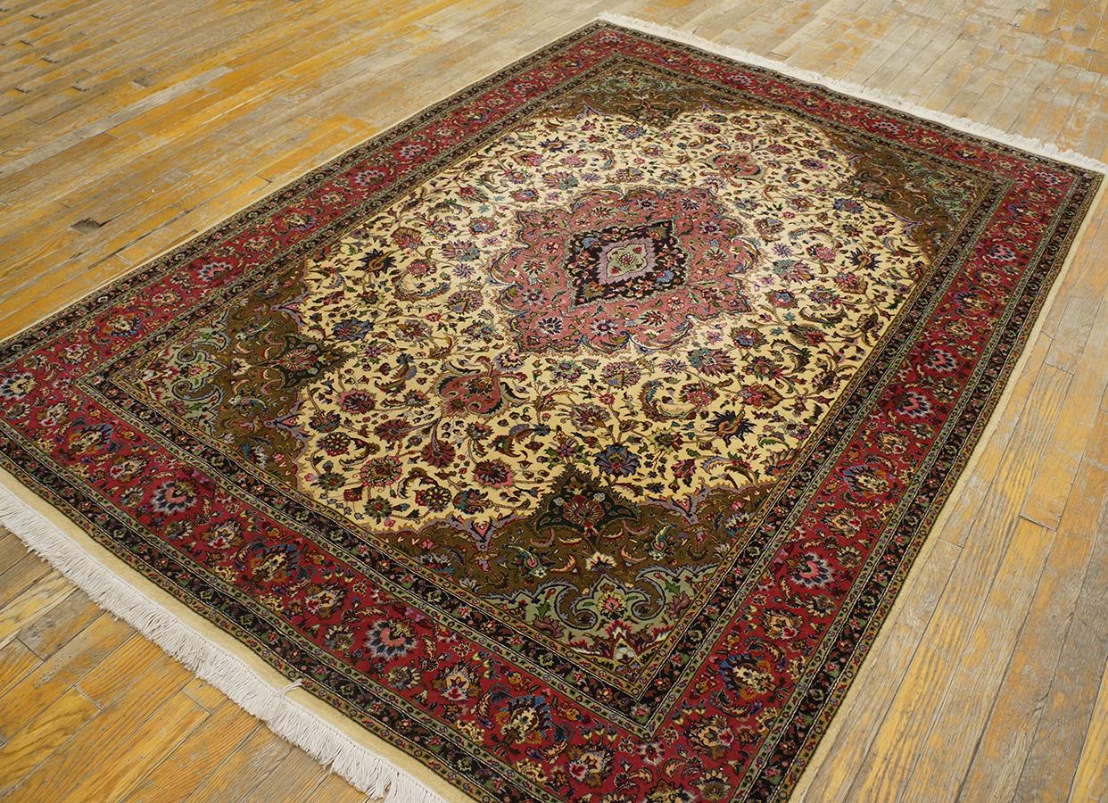 Antiker persischer Tabriz-Teppich, Größe: 4'10 