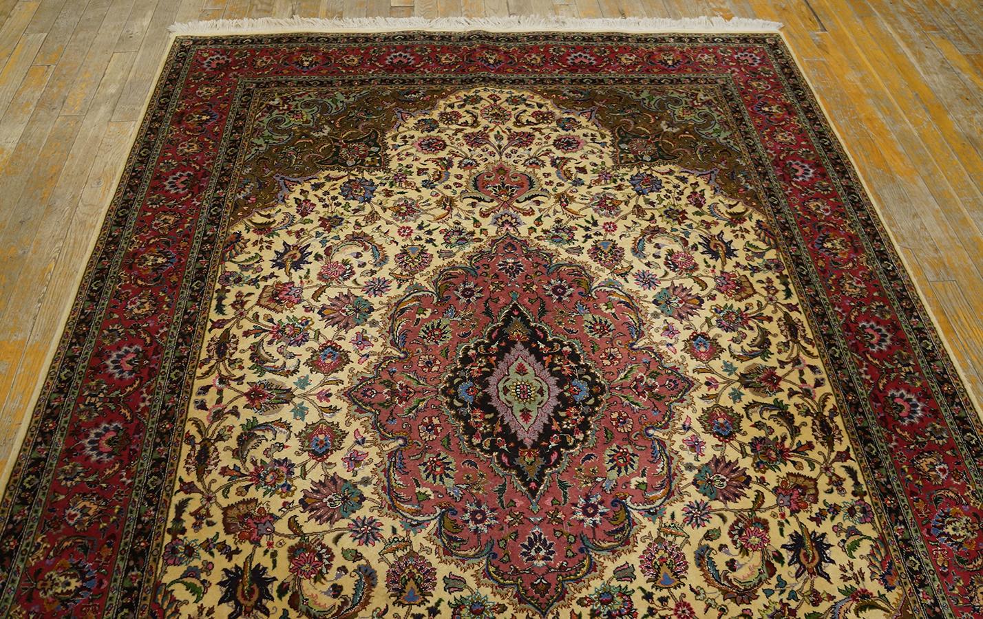 Wool Antique Persian Tabriz Rug 4'10