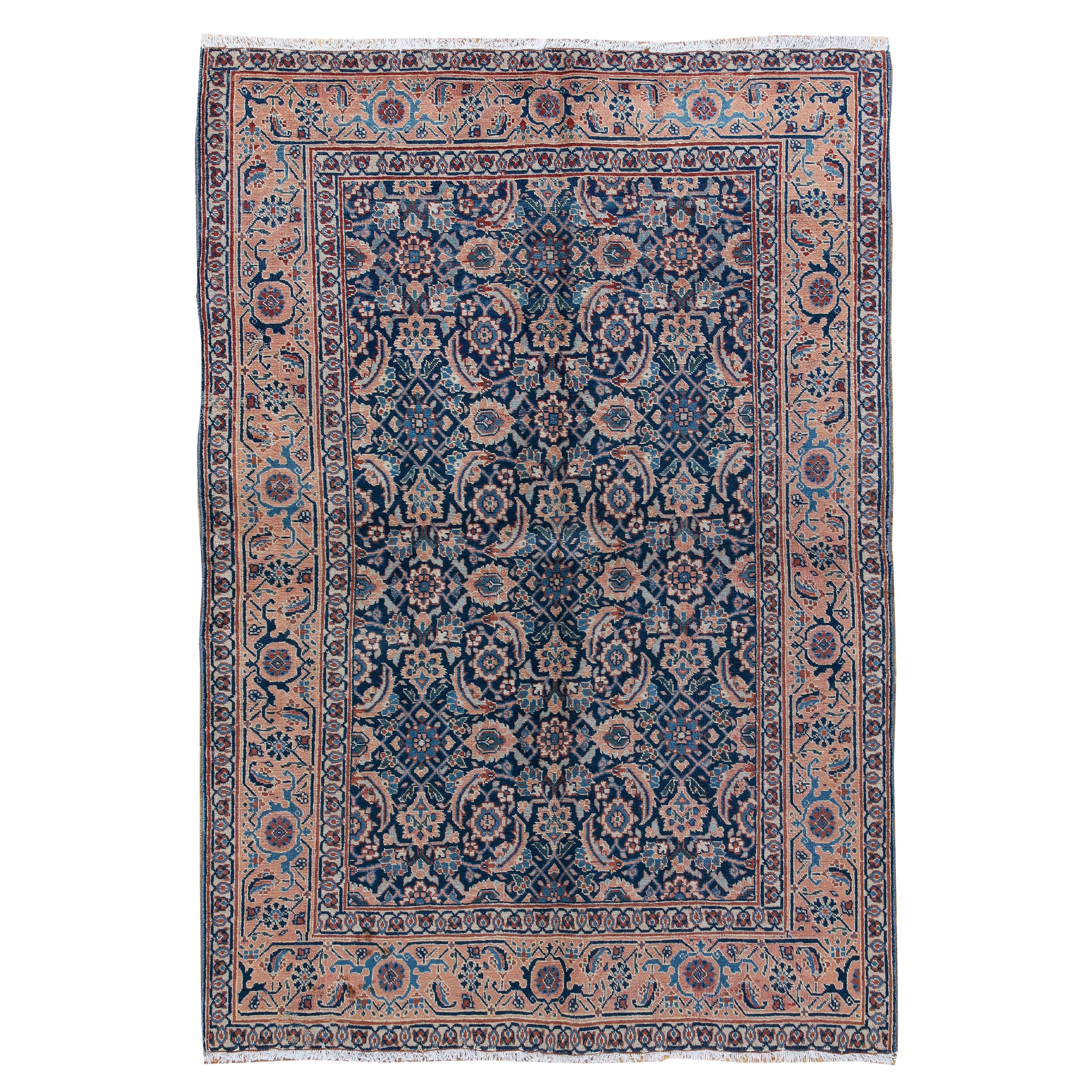 Antiker persischer Täbris-Woll- Scatter-Teppich, handgeknüpft, 4'7 x 6'7, um 1900 im Angebot