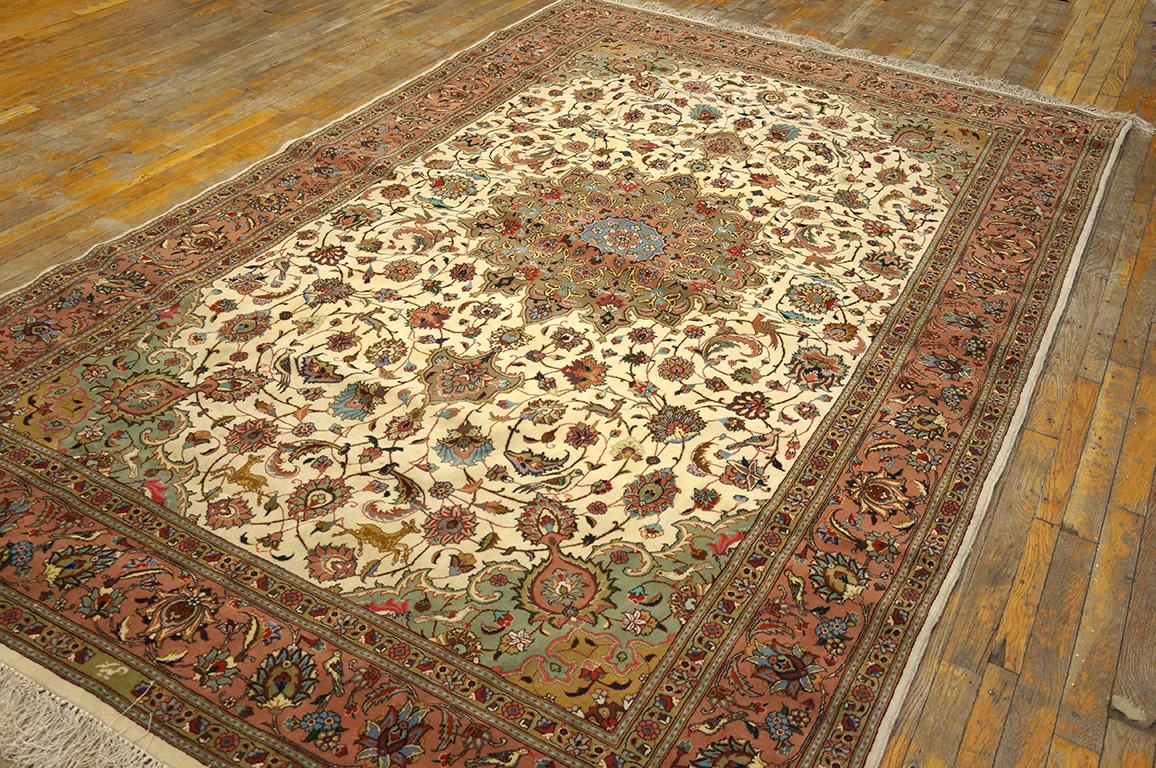 Hand-Knotted Mid 20th Persian Tabriz Carpet with Silk Highlights ( 5'11