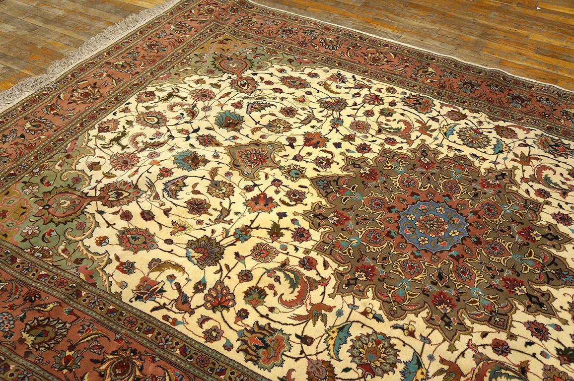 Wool Mid 20th Persian Tabriz Carpet with Silk Highlights ( 5'11