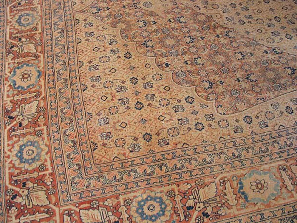 Wool 19th Century Persian Tabriz Haji Jalili Carpet ( 7'2