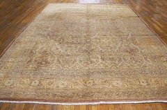 1930s Peach Floral Antique Persian Tabriz Carpet 9'3"x13' Handknotted Wool Rug