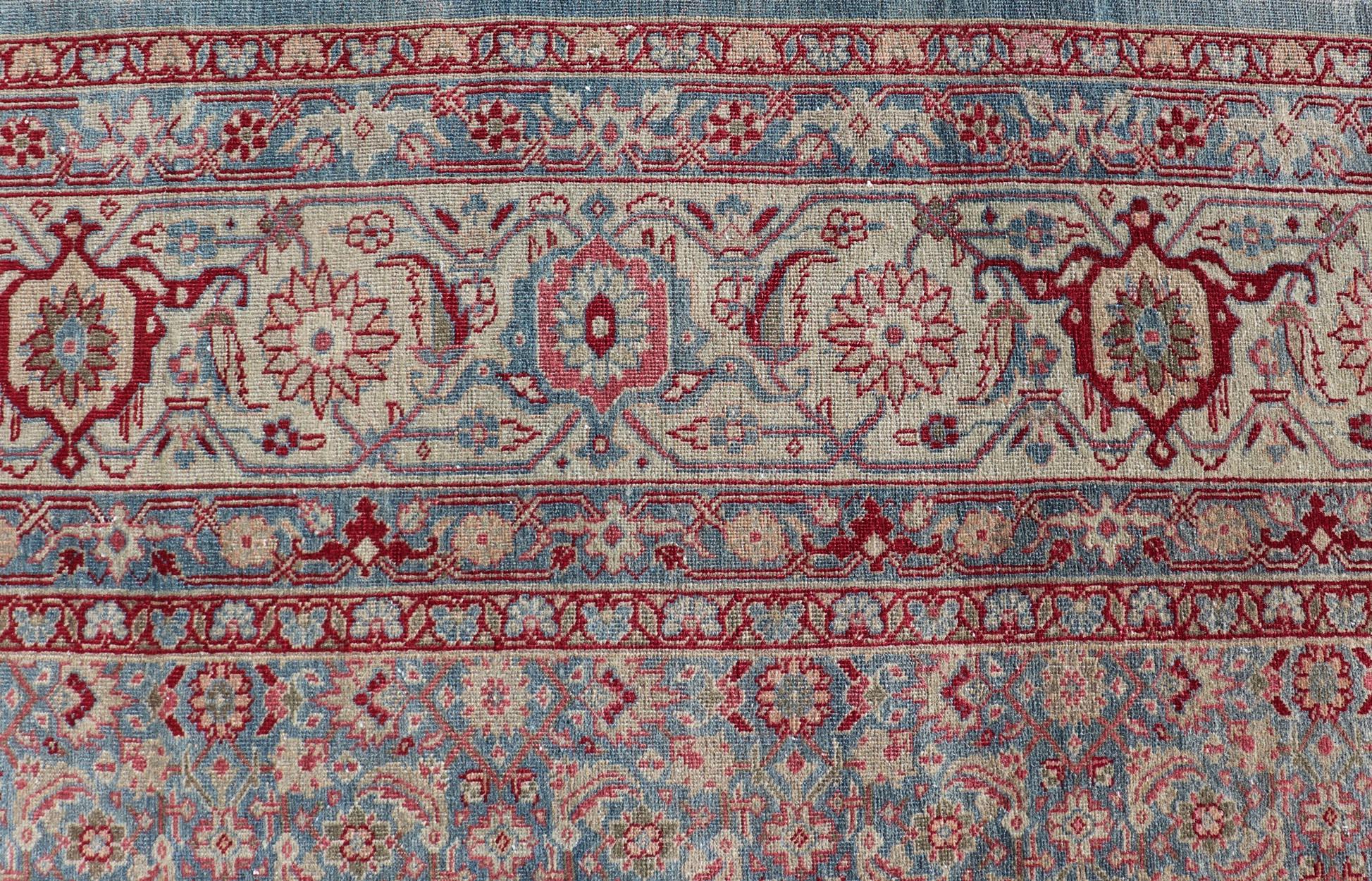 Antico tappeto persiano Tabriz con design floreale all-over 10'10 x 13'0 in vendita 3