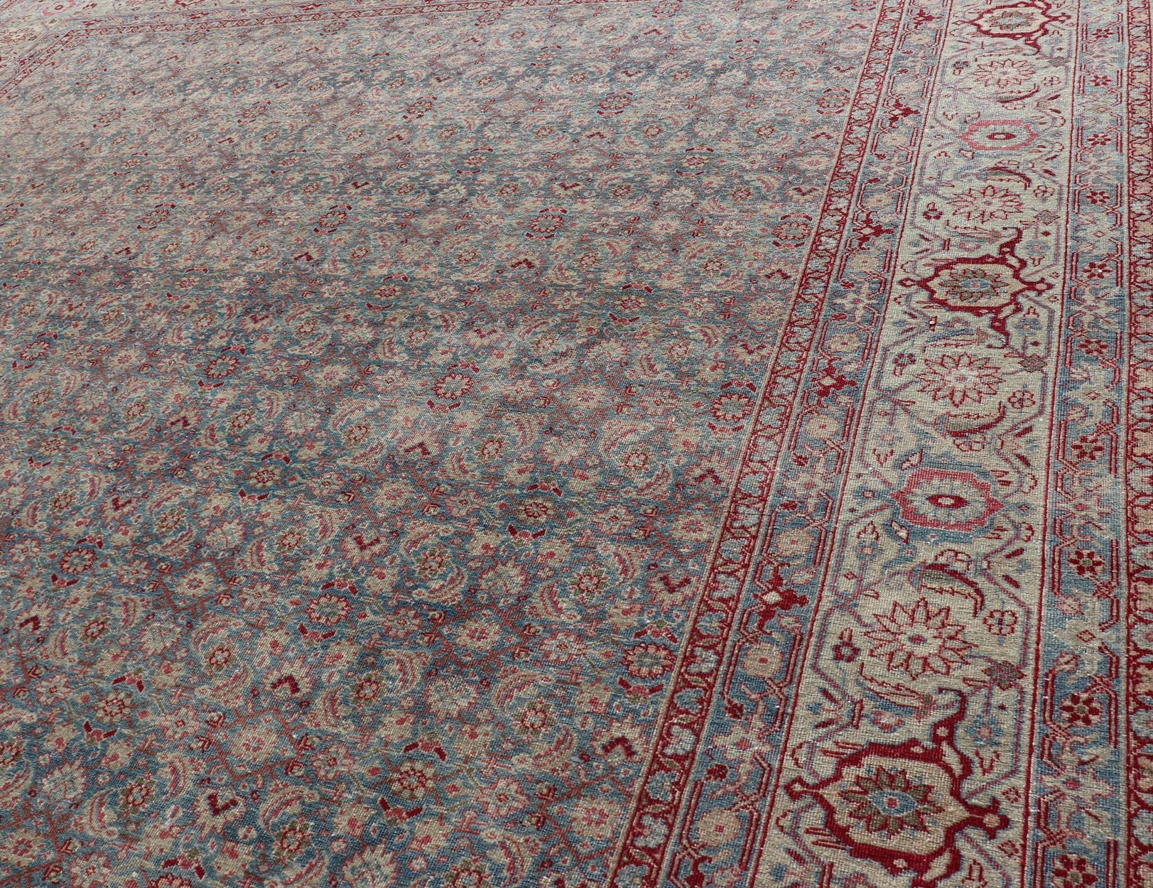 Antico tappeto persiano Tabriz con design floreale all-over 10'10 x 13'0 in vendita 4