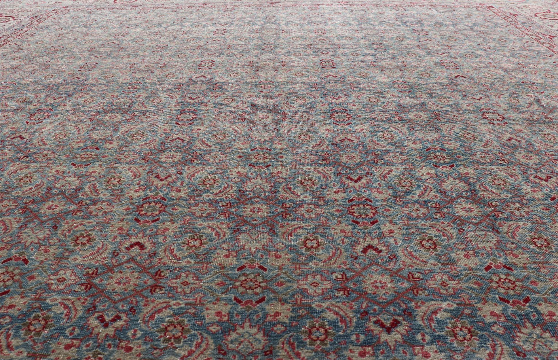 Antico tappeto persiano Tabriz con design floreale all-over 10'10 x 13'0 In condizioni ottime in vendita a Atlanta, GA