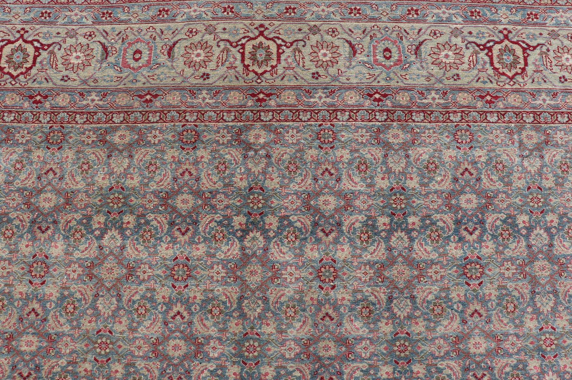 Antico tappeto persiano Tabriz con design floreale all-over 10'10 x 13'0 in vendita 2