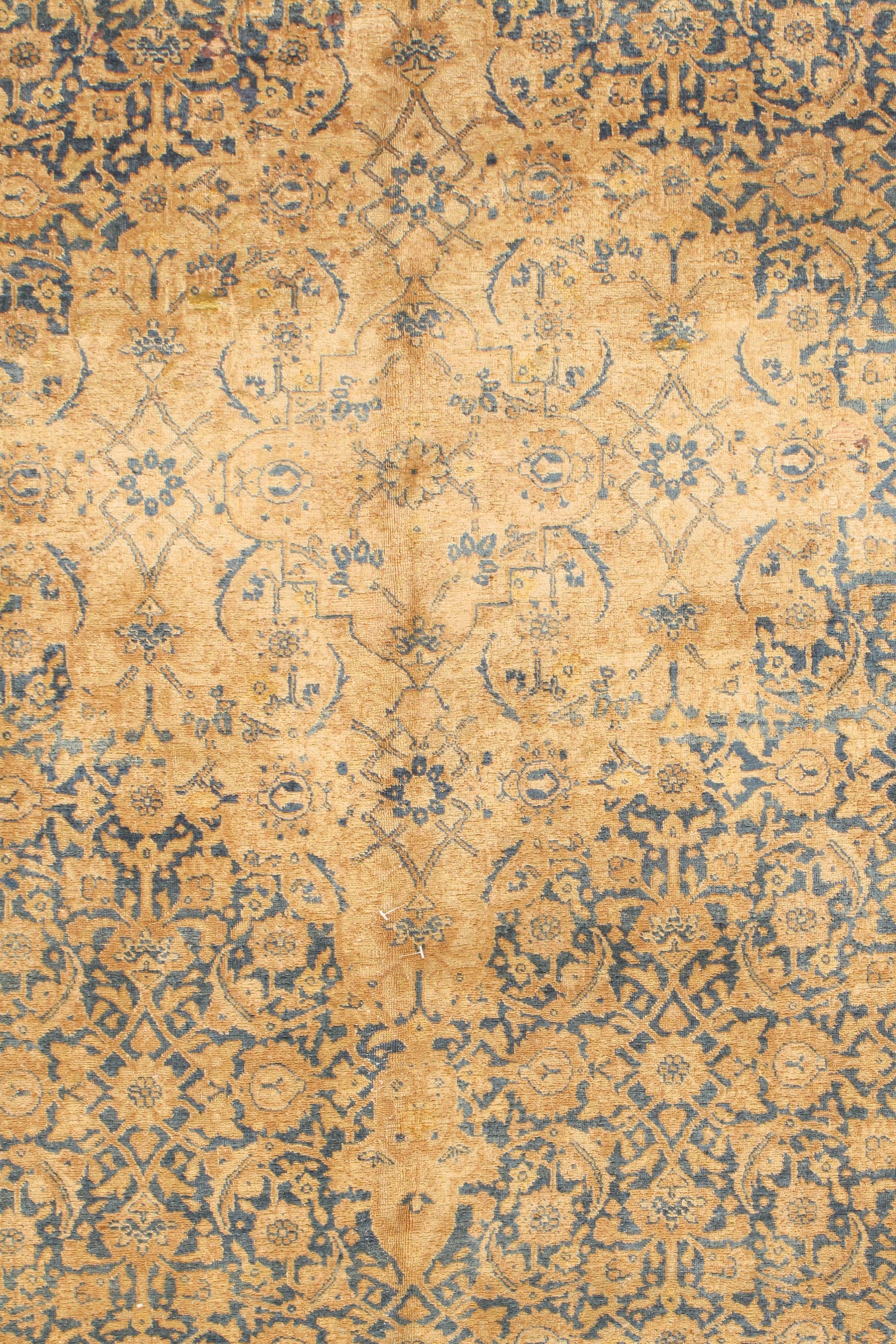 Hand-Woven Antique Persian Tabriz Rug Carpet 10'4 x 16'8