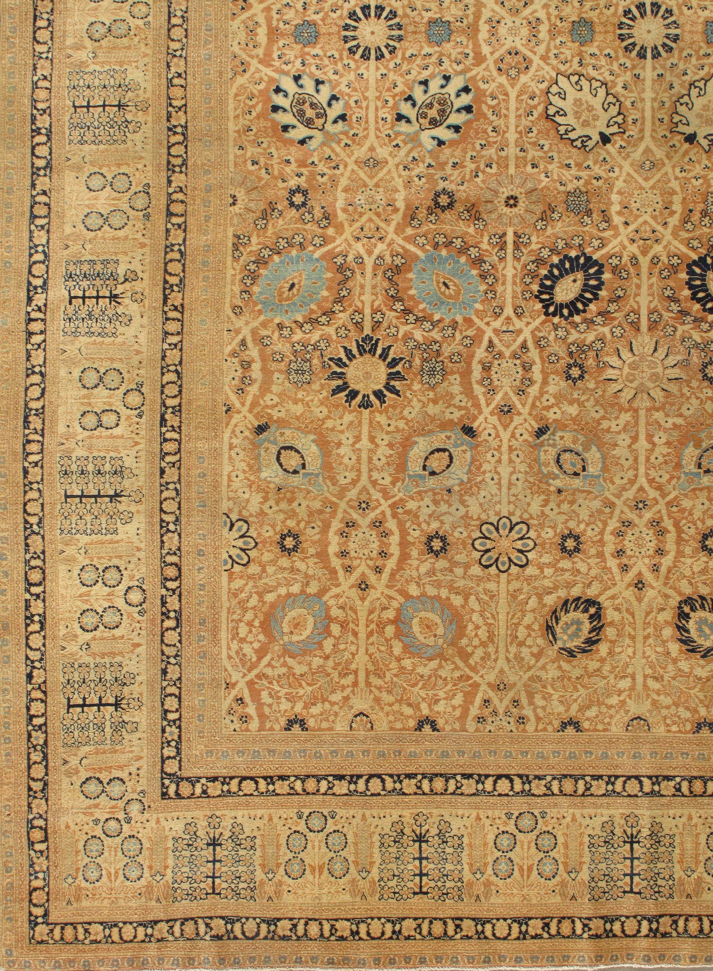 Hand-Woven Antique Persian Tabriz Rug Carpet  8'5 x 12'