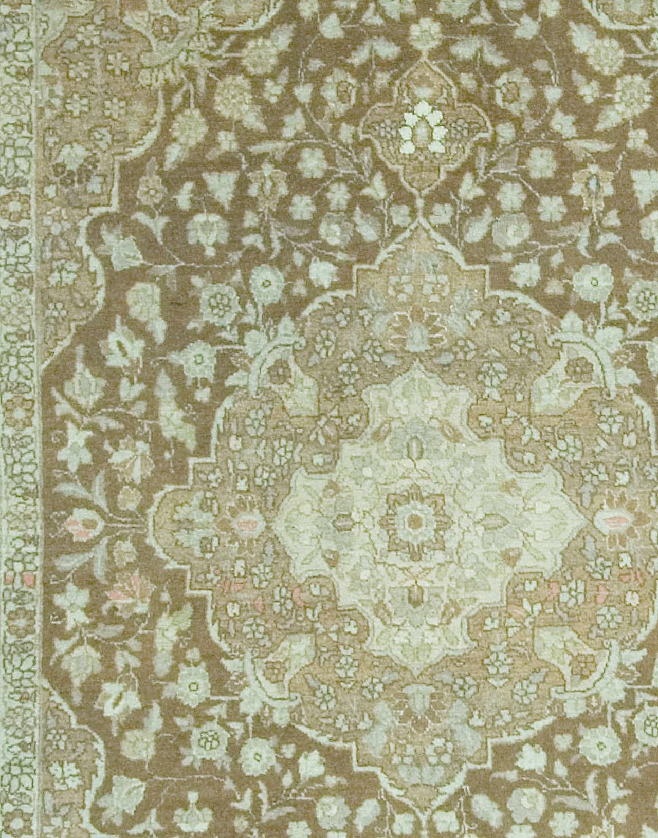 Hand-Woven Antique Persian Tabriz Rug Carpet, circa 1900, 4'4 x 5'9 For Sale