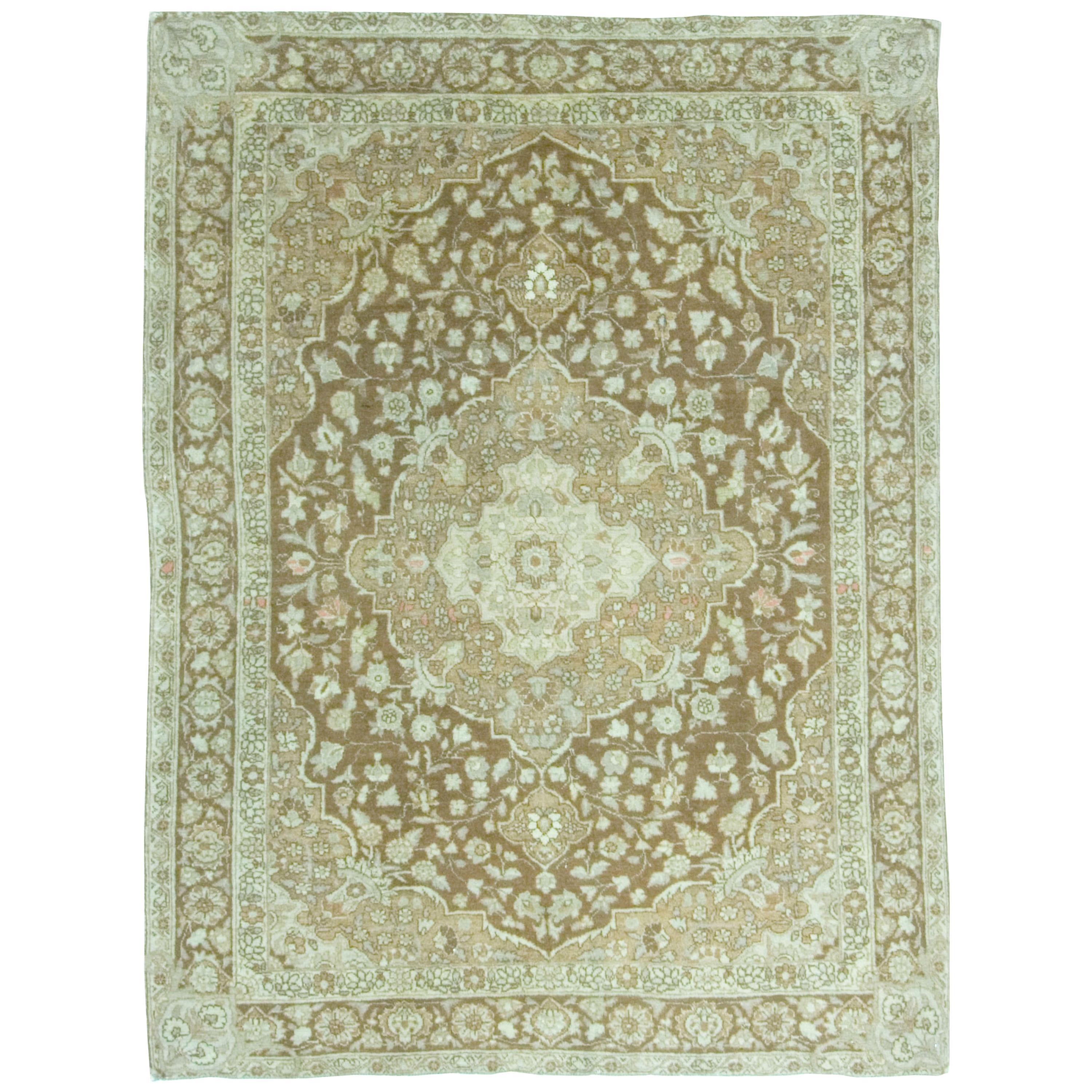 Antique Persian Tabriz Rug Carpet, circa 1900, 4'4 x 5'9