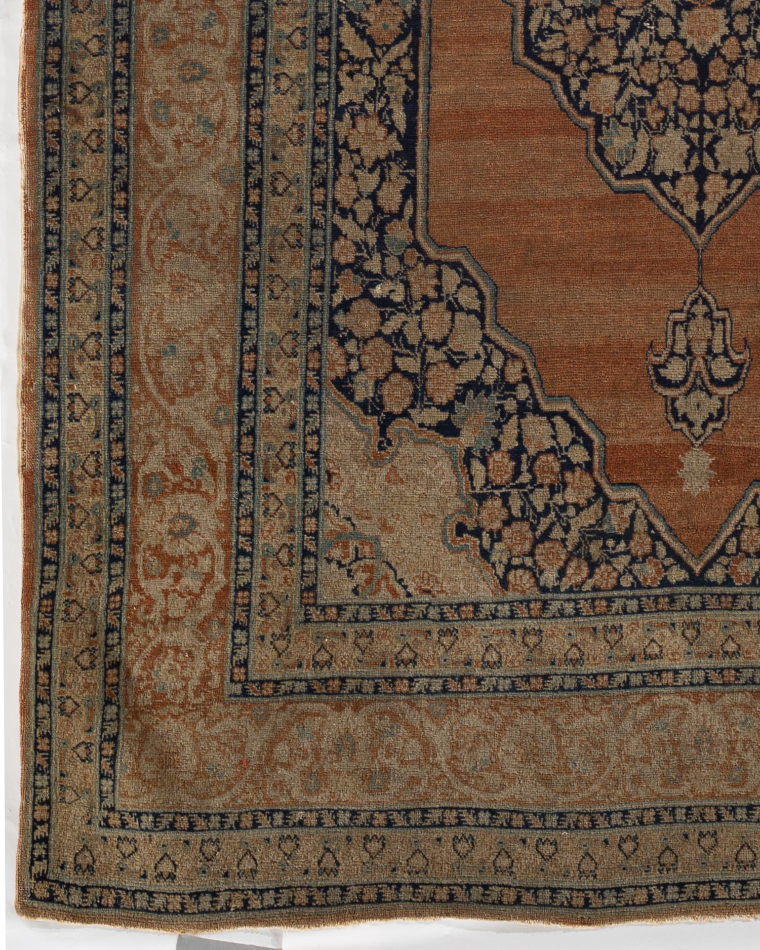 Hand-Woven Antique Persian Tabriz Rug, circa 1890 For Sale