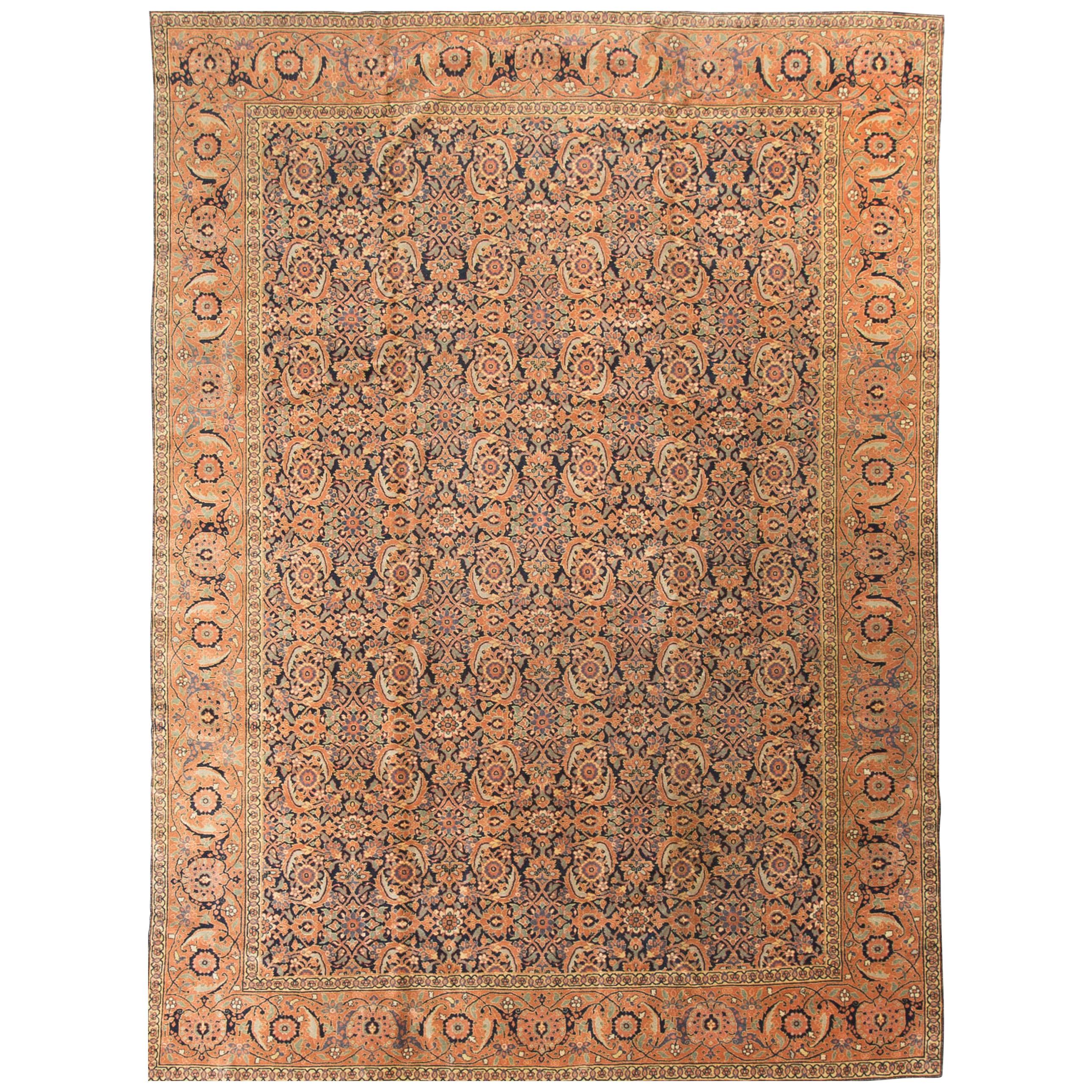 Antigua alfombra persa de Tabriz, hacia 1890