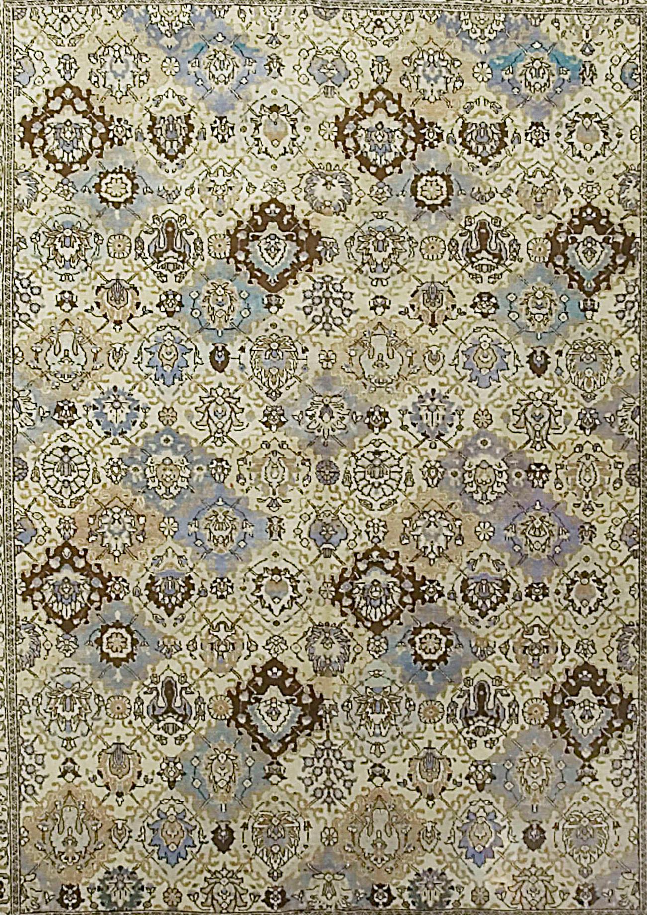 Wool Antique Persian Tabriz Rug, circa 1920 9'10 x 12'10 For Sale