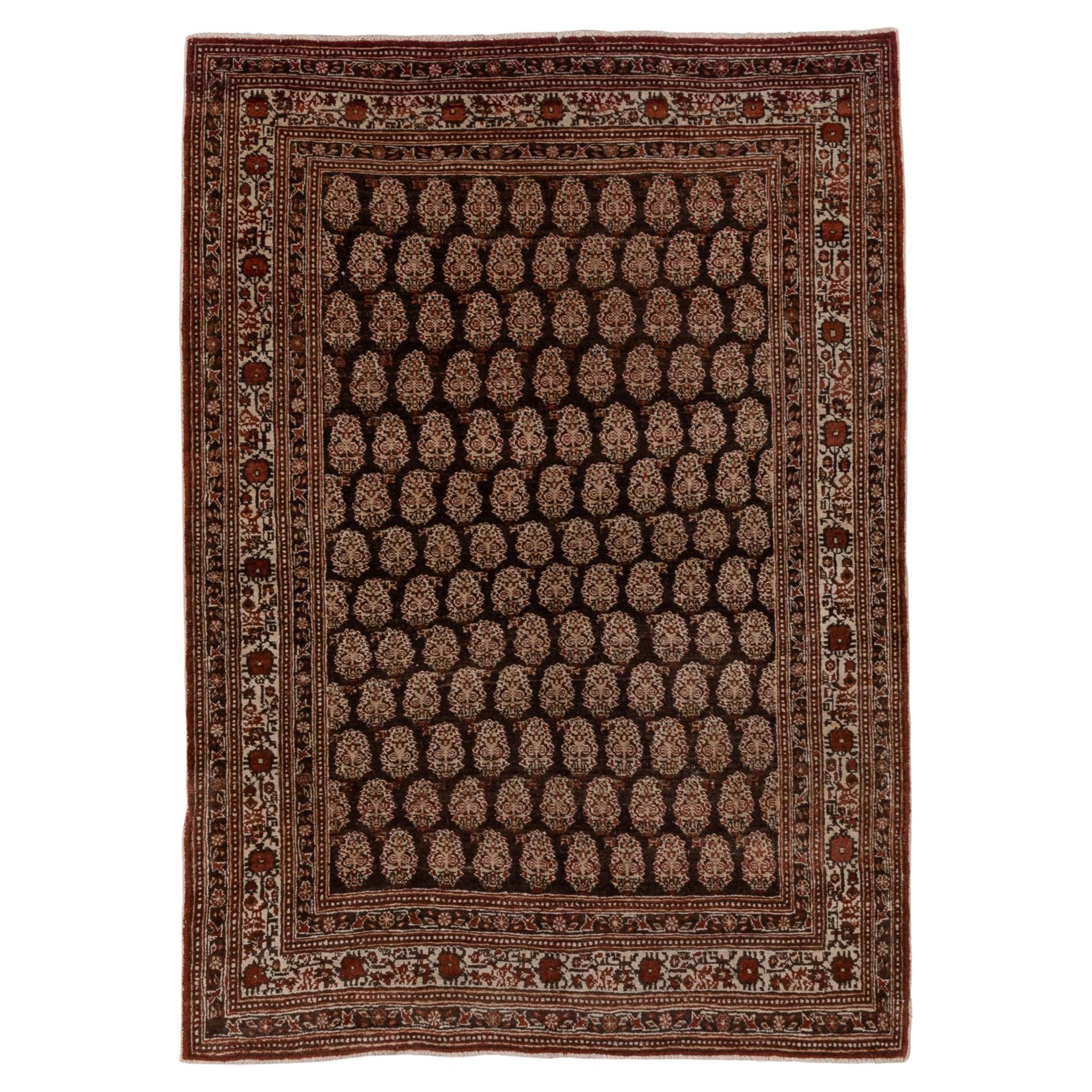 Antiker persischer Täbris-Teppich, dunkle Farben, ca. 1930er Jahre