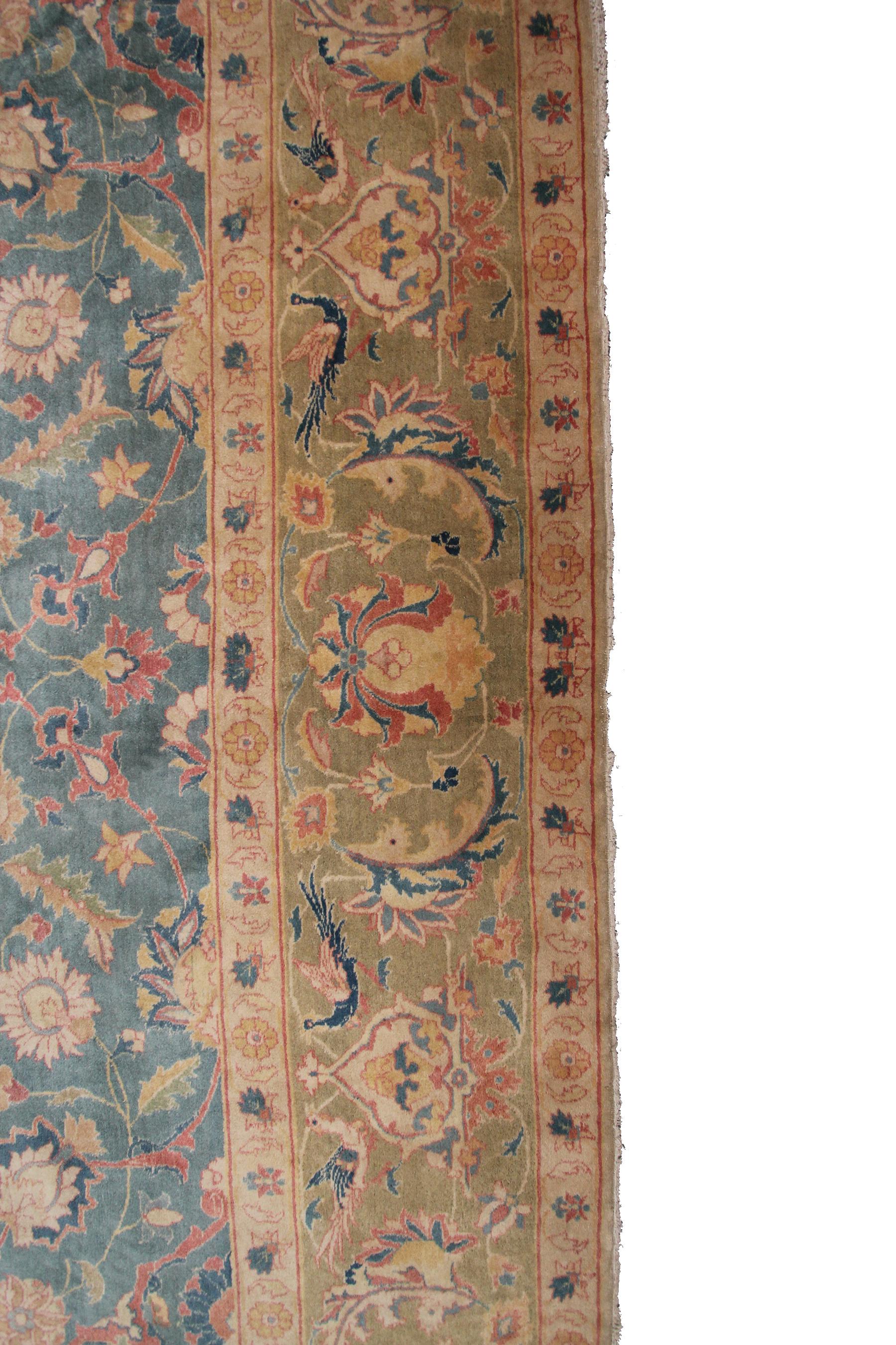 Tappeto antico persiano Tabriz Tappeto floreale geometrico fine a fondo blu in vendita 8