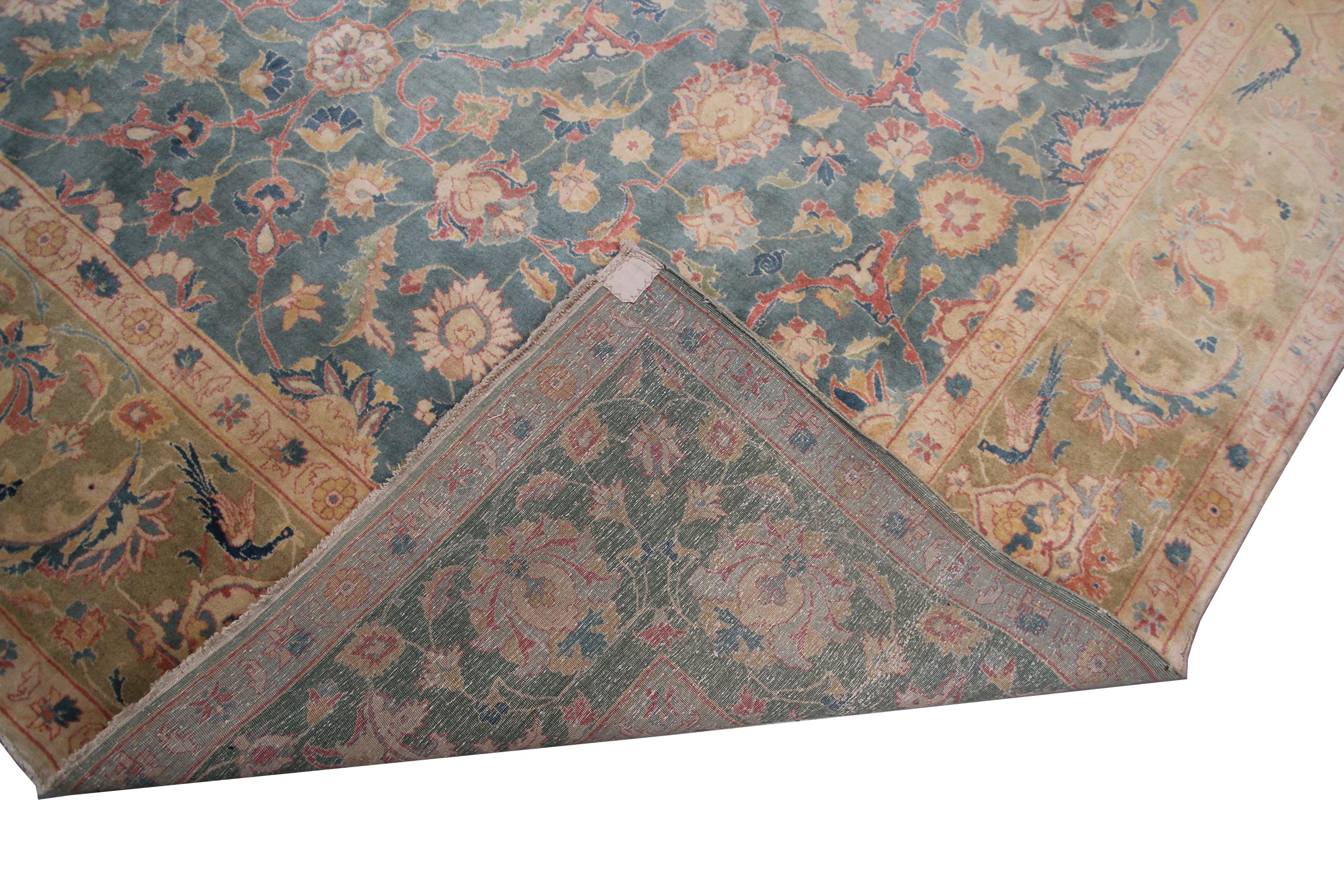 Tappeto antico persiano Tabriz Tappeto floreale geometrico fine a fondo blu in vendita 9