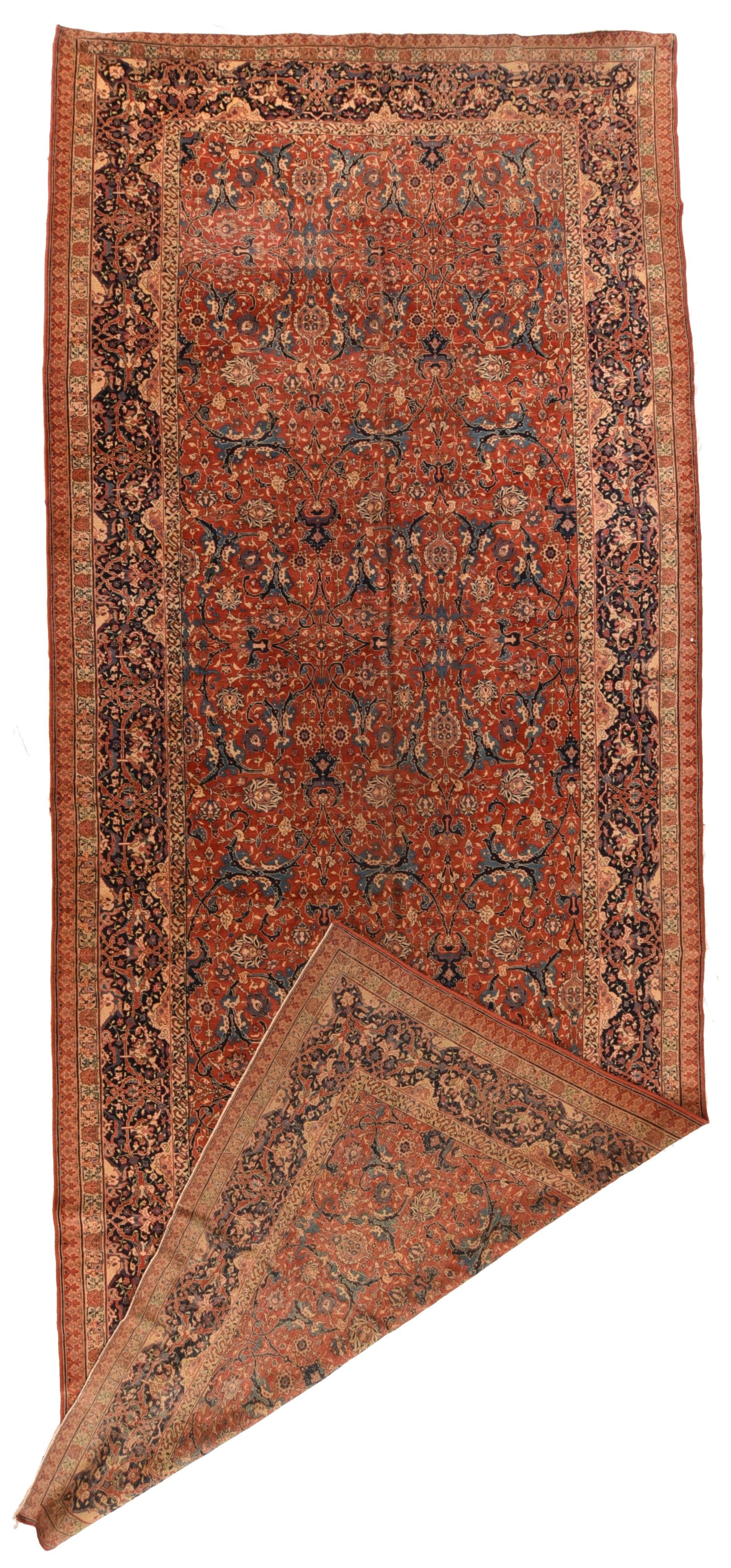 Fine Antique Persian Tabriz Rug 7'5'' x 17'4'' In Good Condition For Sale In New York, NY