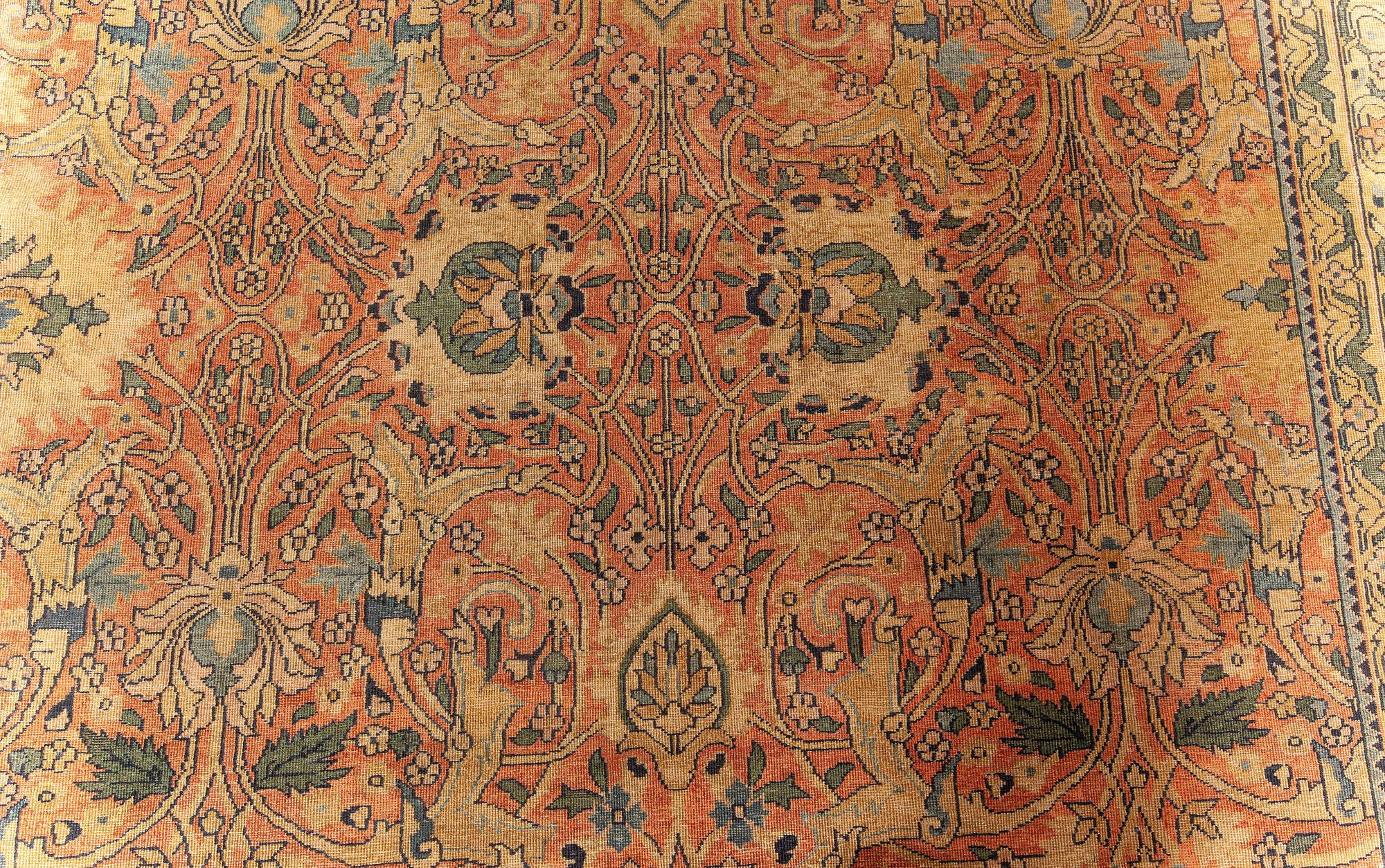 Hand-Woven 19th Century Persian Tabriz Handmade Wool Rug For Sale