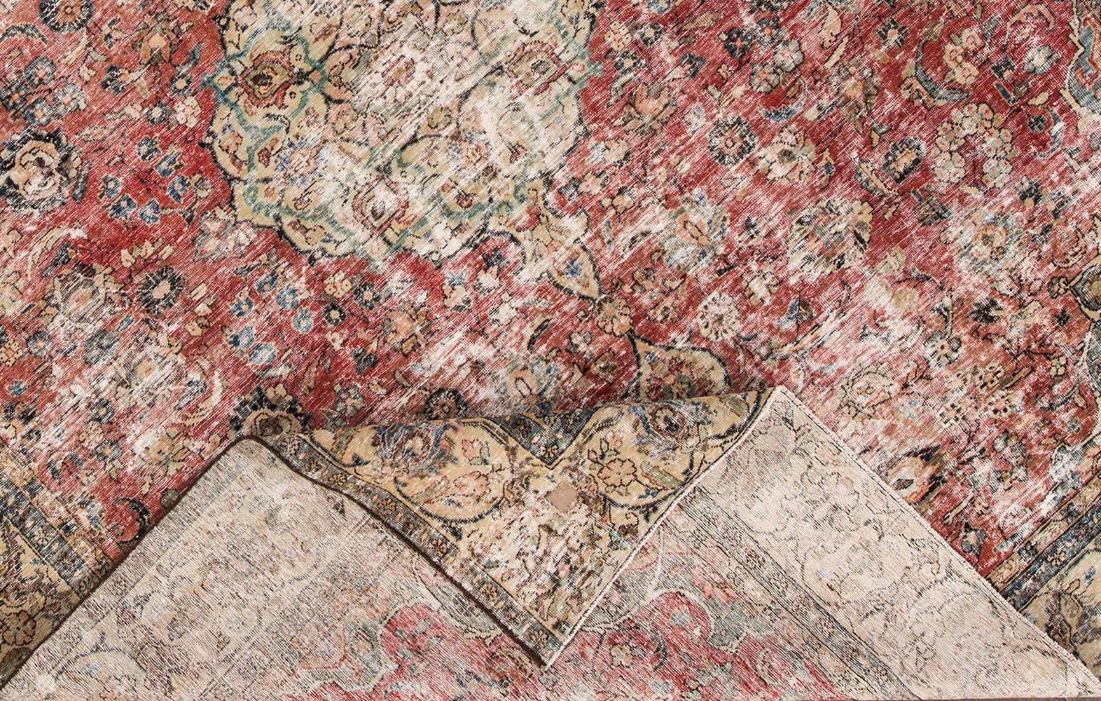 Antique Persian Tabriz Rug In Distressed Condition For Sale In Norwalk, CT