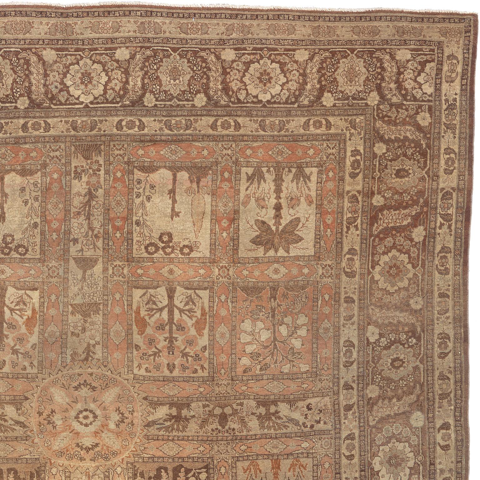 Alfombra persa Tabriz de finales del siglo XIX Tejido a mano en venta