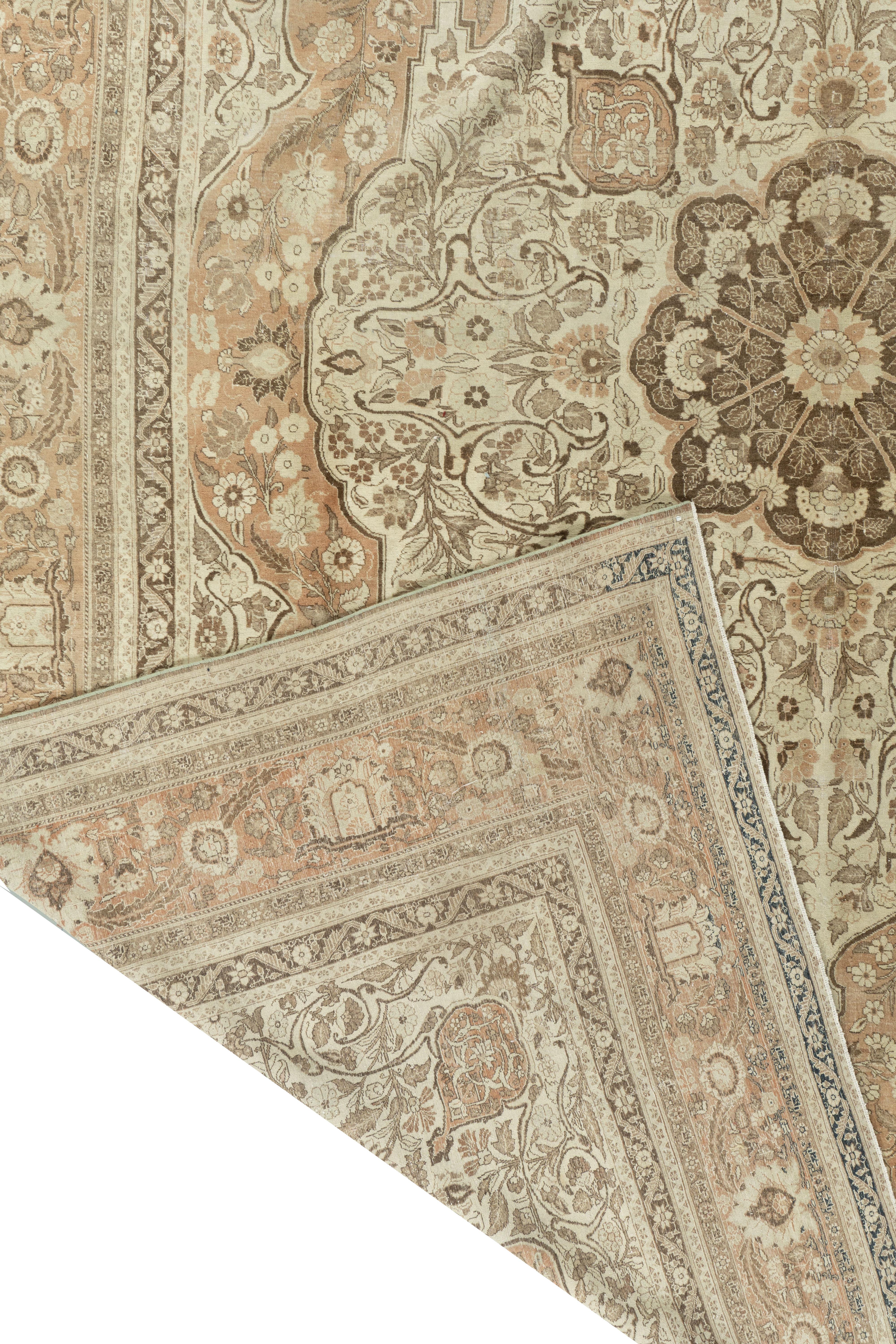Noué à la main Tapis persan ancien de Tabriz  12'5 x 17'10 en vente