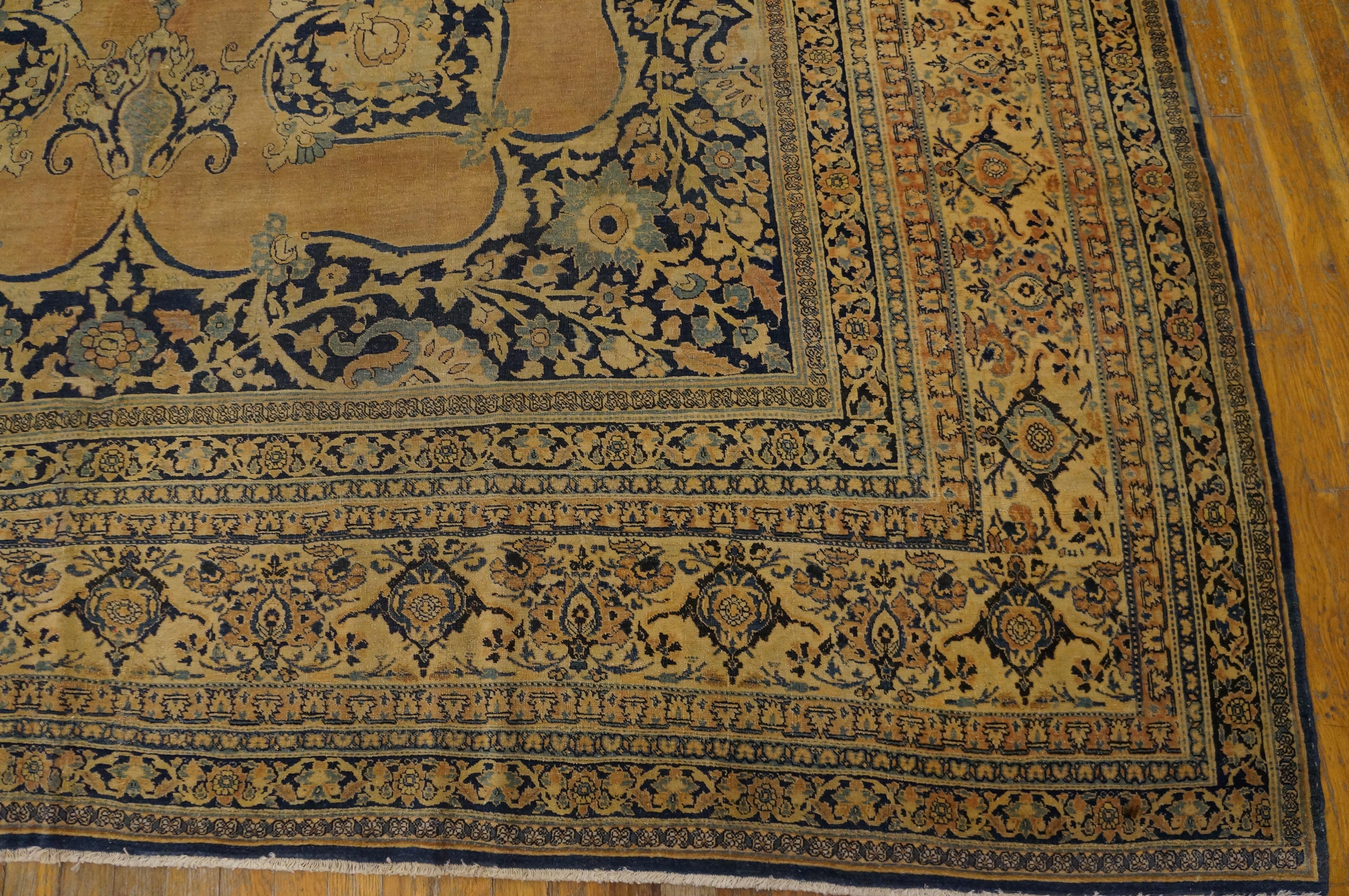 Hand-Knotted 19th Century Persian Tabriz Haji Jalili Carpet ( 9'6
