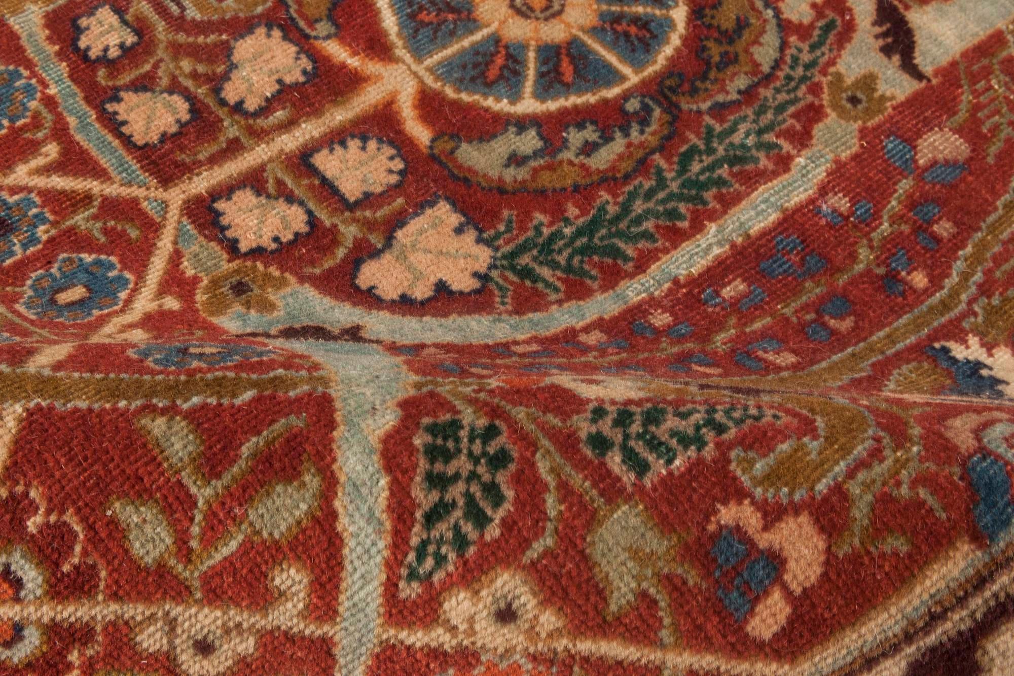 19th Century Persian Tabriz Red Hand Knotted Rug For Sale 1