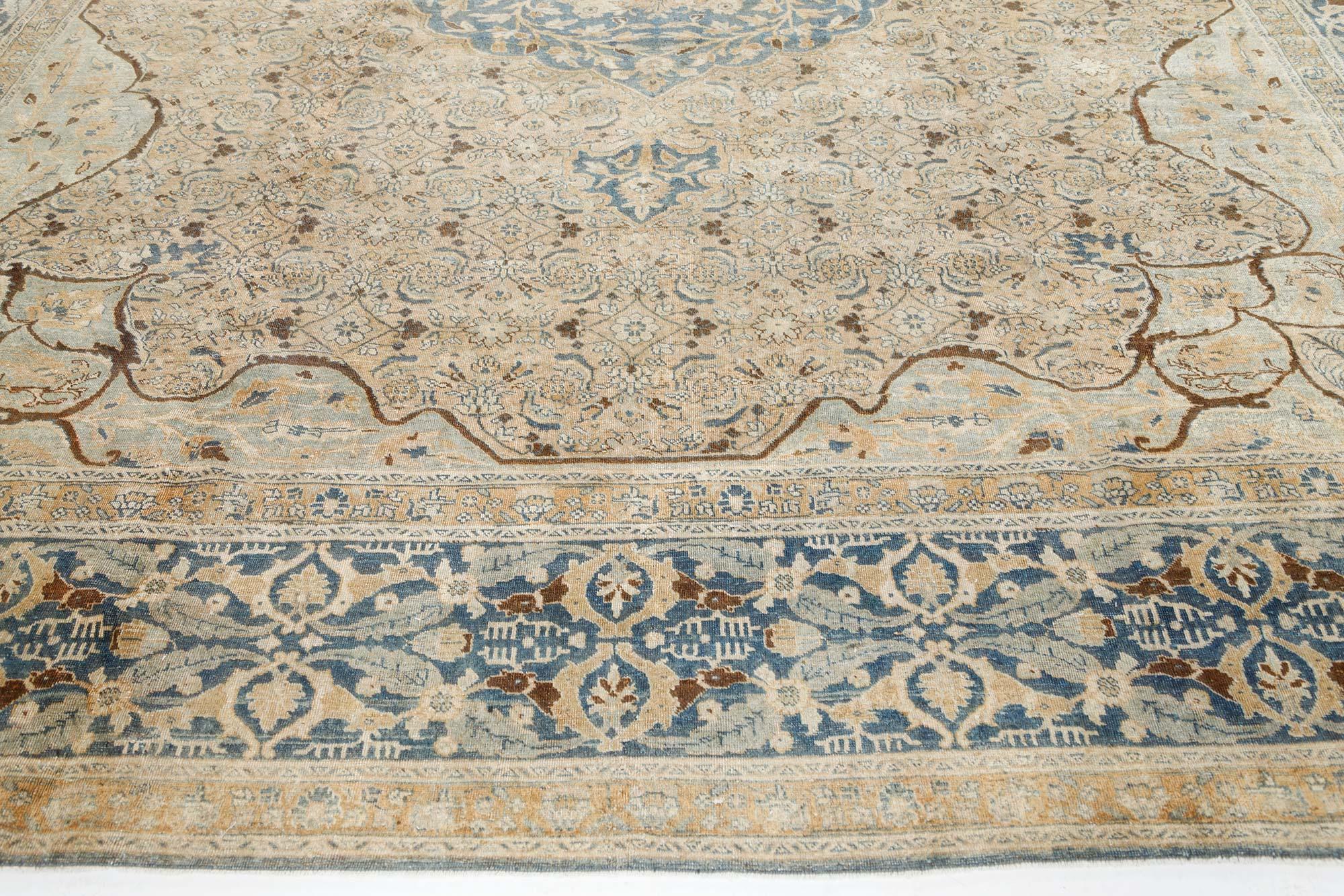 Antique Persian Tabriz Handmade Wool Rug For Sale 1
