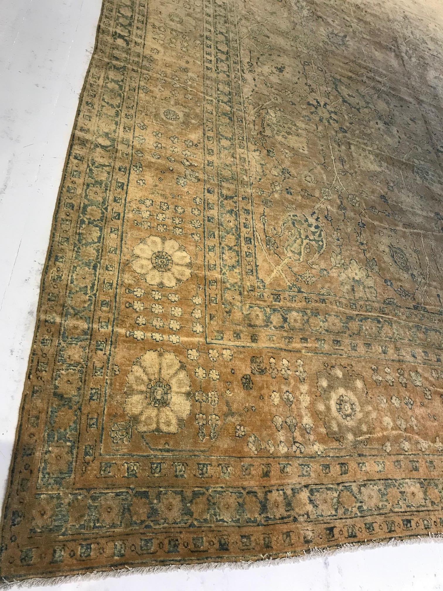 Antique Persian Tabriz Rug (Size Adjusted) For Sale 3