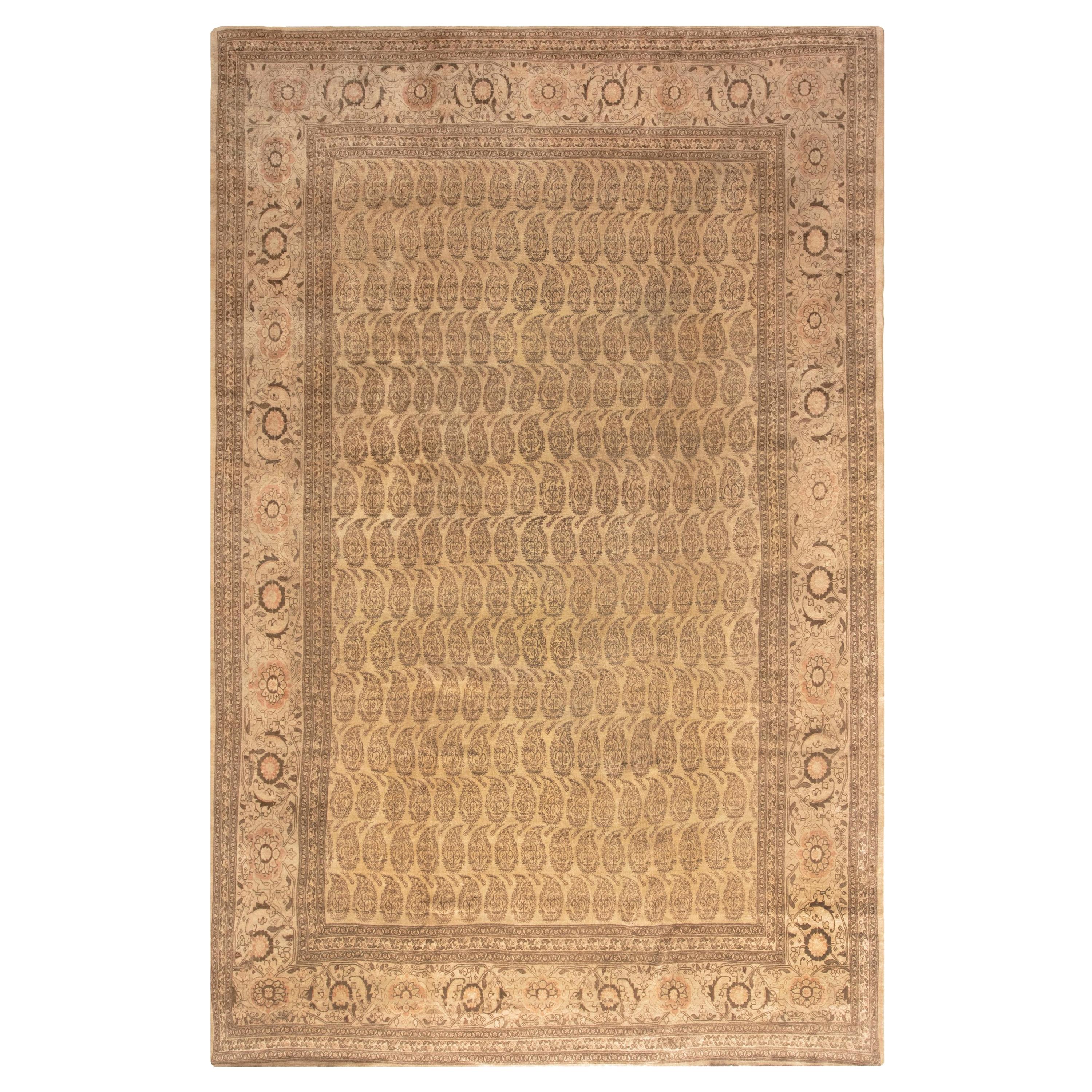 Antique Persian Tabriz Handwoven Wool Rug For Sale