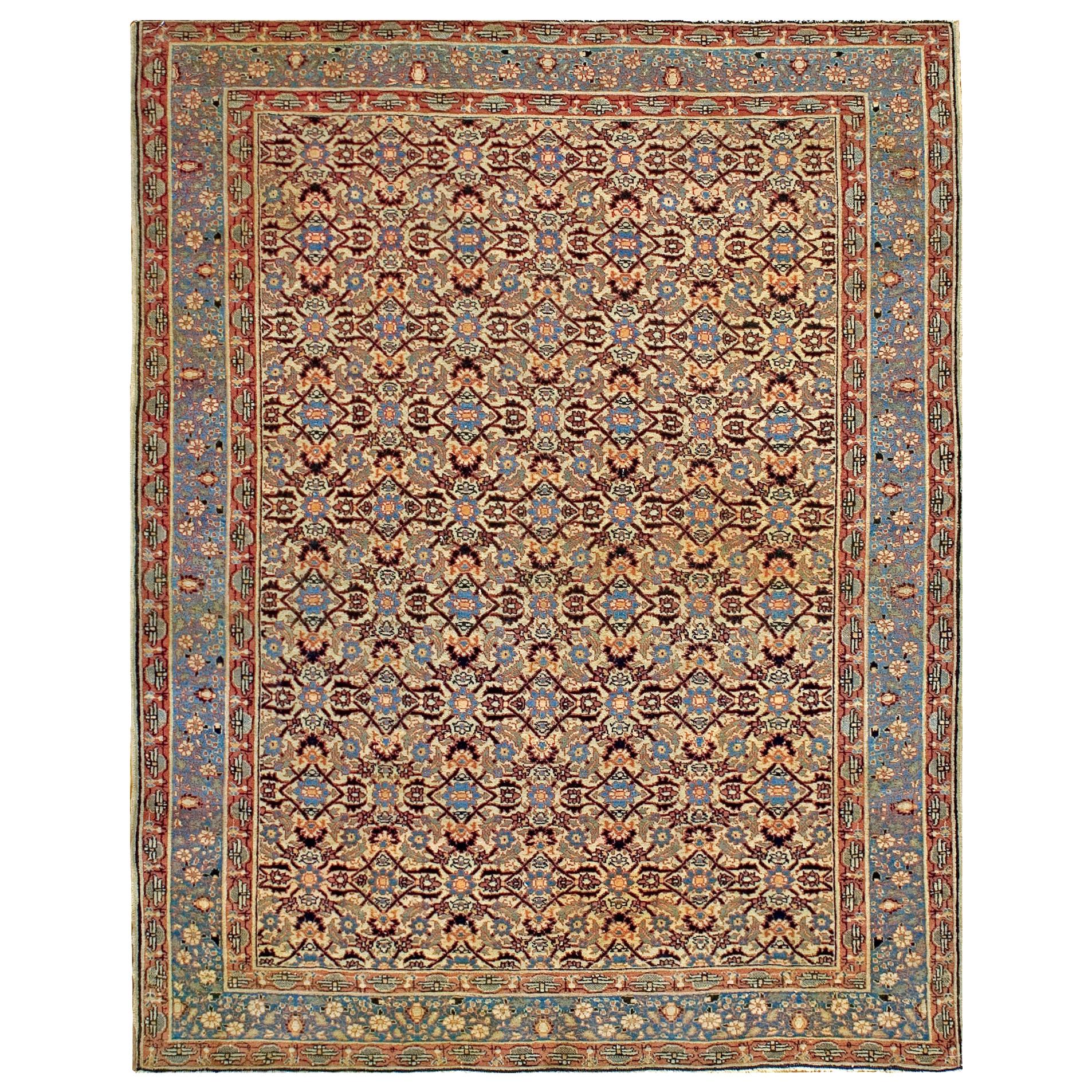 Tapis Persan Tabriz Haji Jalili de la fin du 19ème siècle ( 4'2" x 5'3" - 127 x 160 )