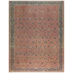 Authentique tapis persan Tabriz rose en laine fait à la main