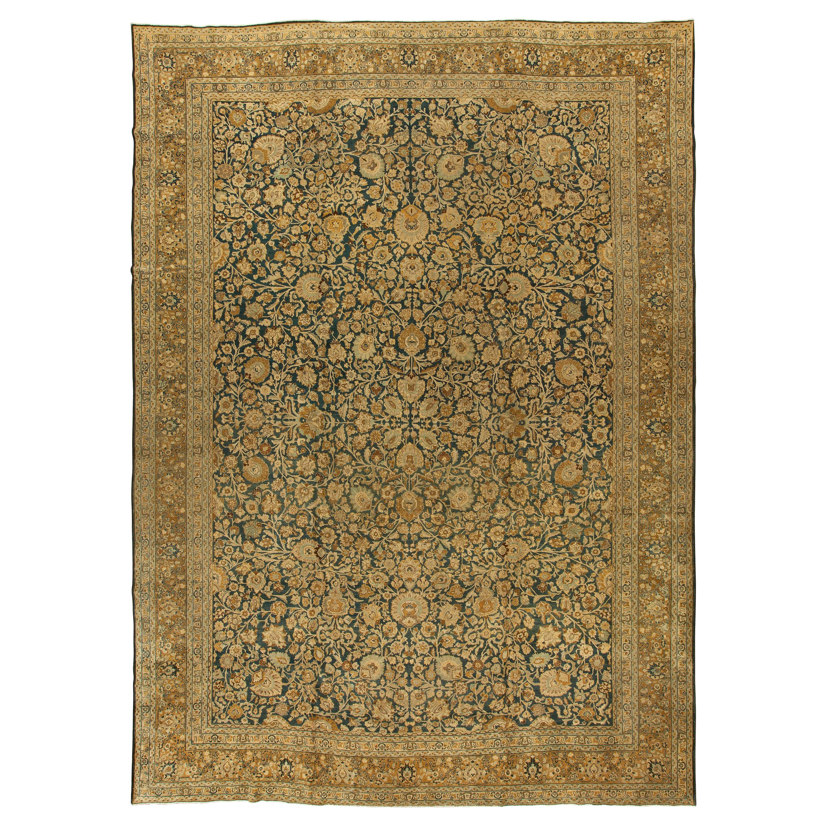 Antique Persian Tabriz Handwoven Wool Rug For Sale