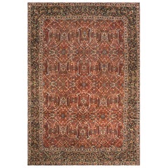 Used 19th Century Persian Tabriz Red Hand Knotted Rug