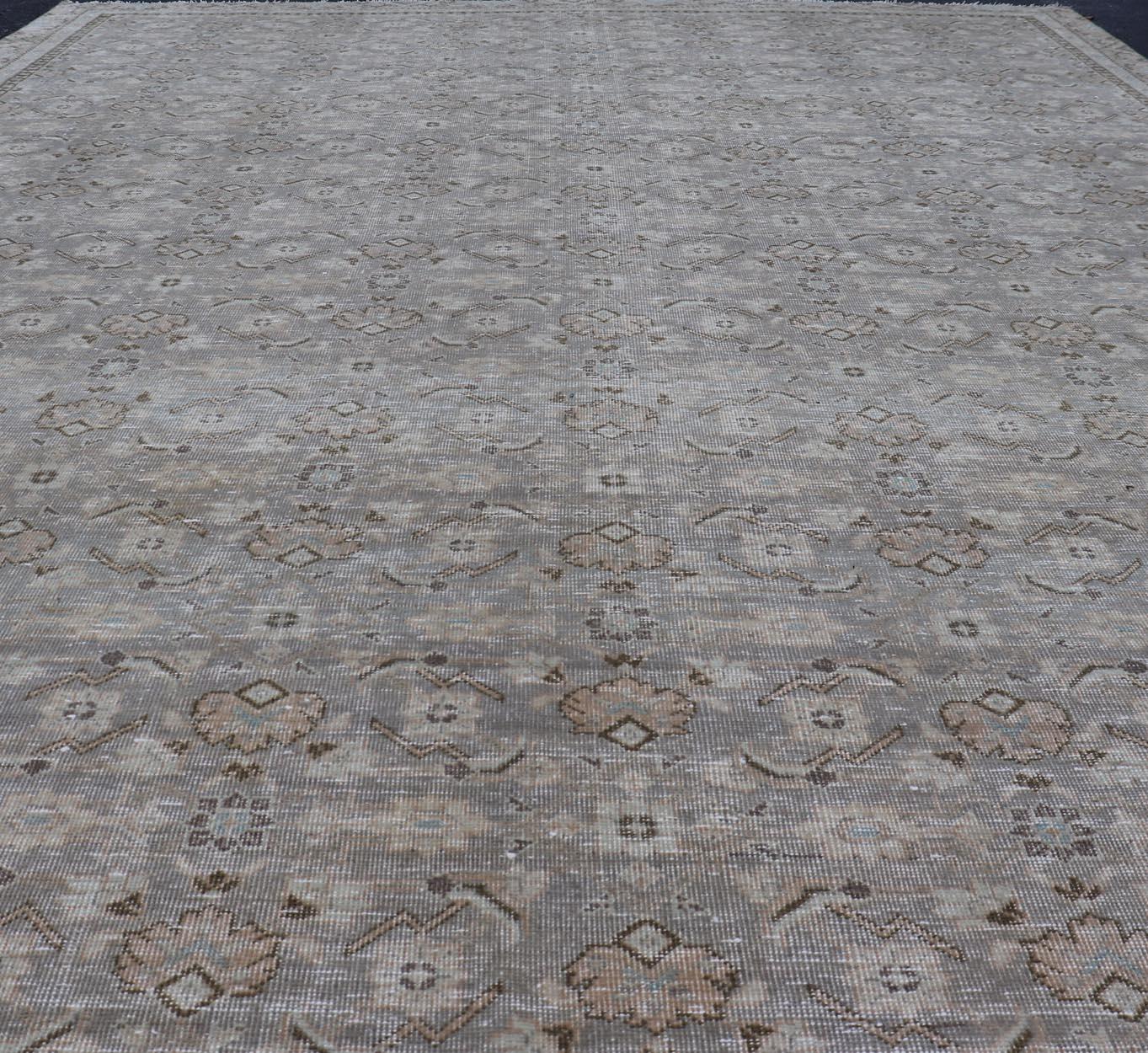 Antique Persian Tabriz Rug in All-Over Herati in Shades of Lavender and Tan  For Sale 5
