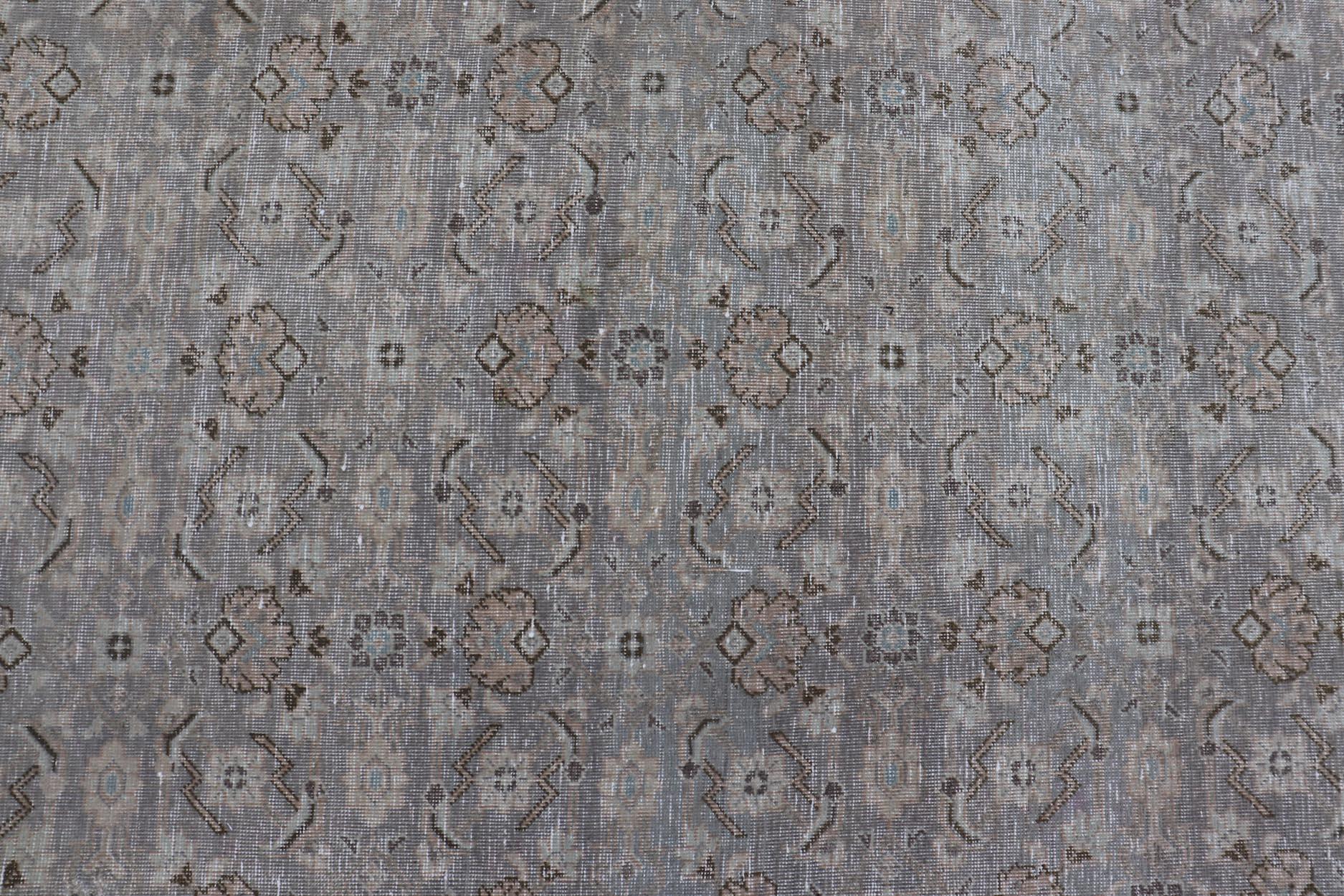 20th Century Antique Persian Tabriz Rug in All-Over Herati in Shades of Lavender and Tan  For Sale