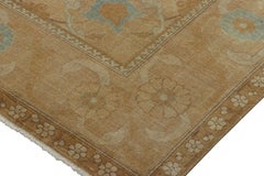 Antique Persian Tabriz Rug in Brown and Gold with Floral Medallion - Rug & Kilim