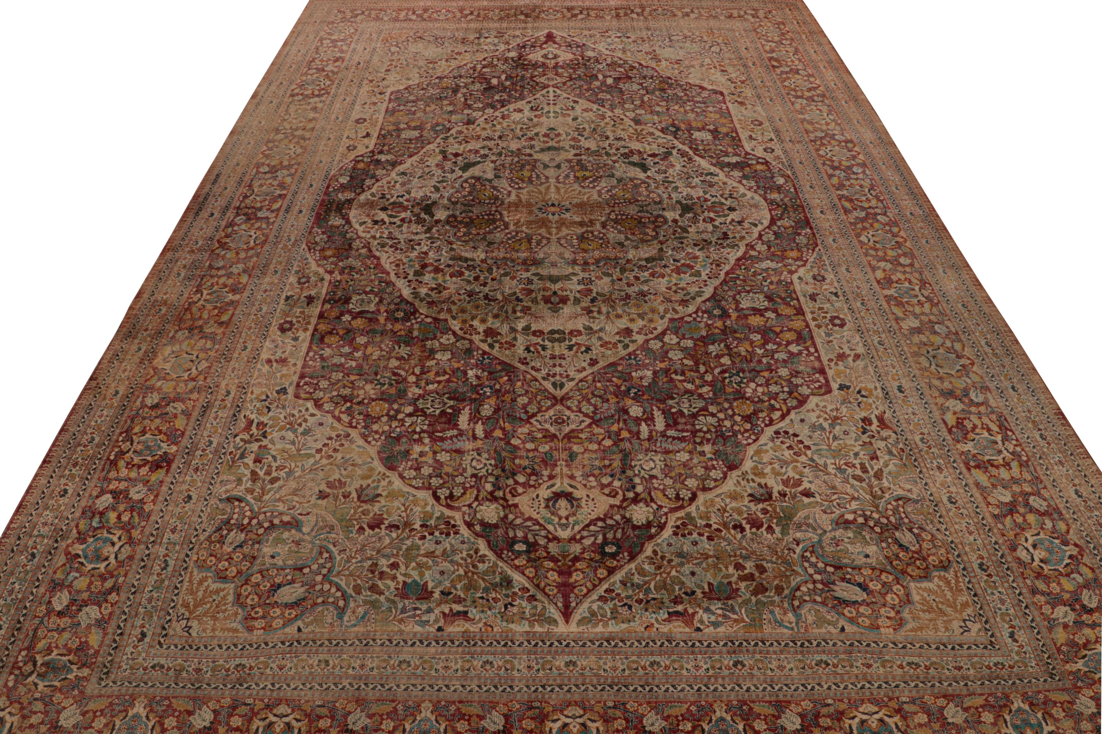 Hand-Knotted Antique Persian Tabriz Rug, in Brown, with Floral Patterns, from Rug & Kilim For Sale