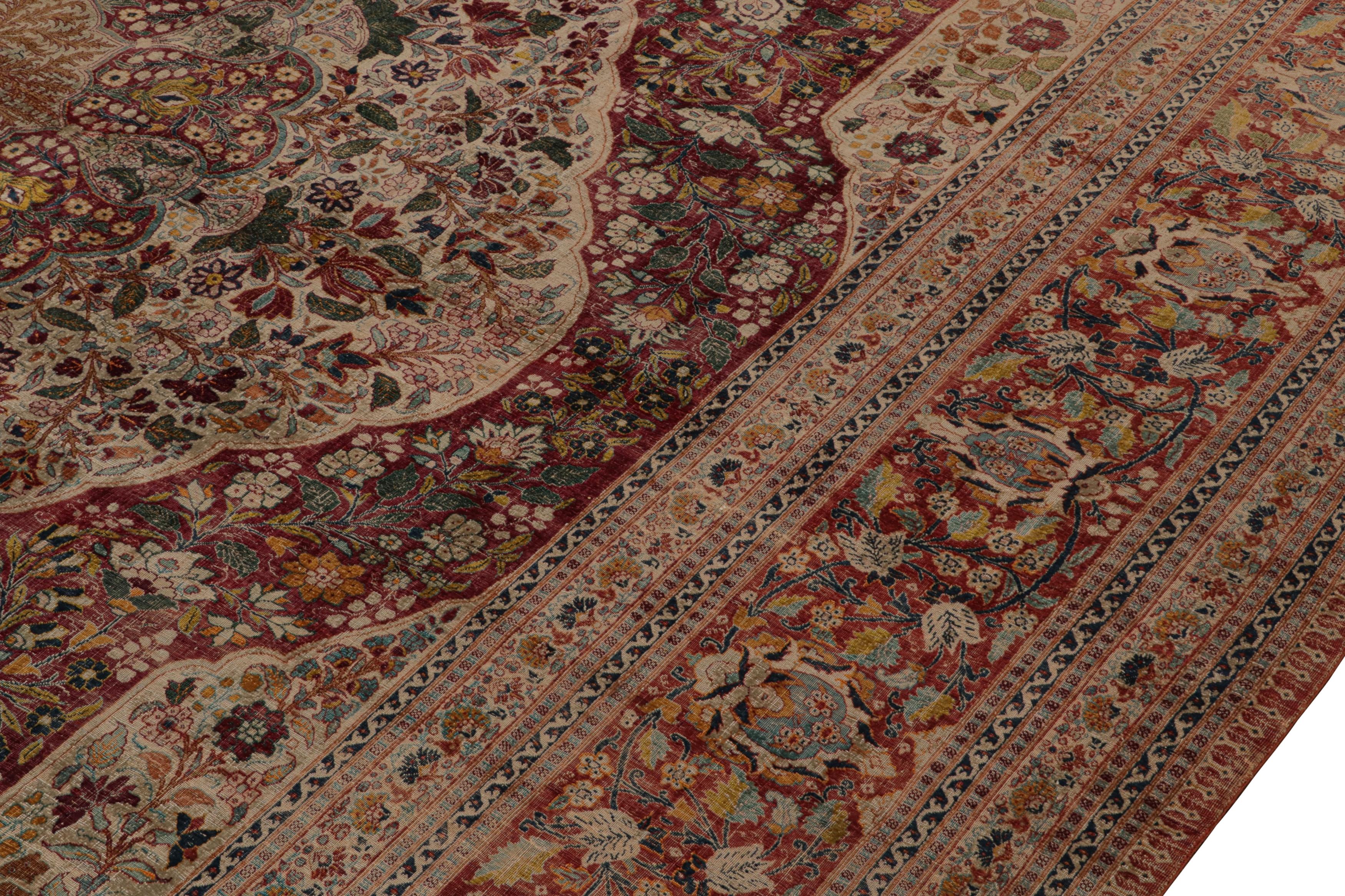 Mid-19th Century Antique Persian Tabriz Rug, in Brown, with Floral Patterns, from Rug & Kilim For Sale