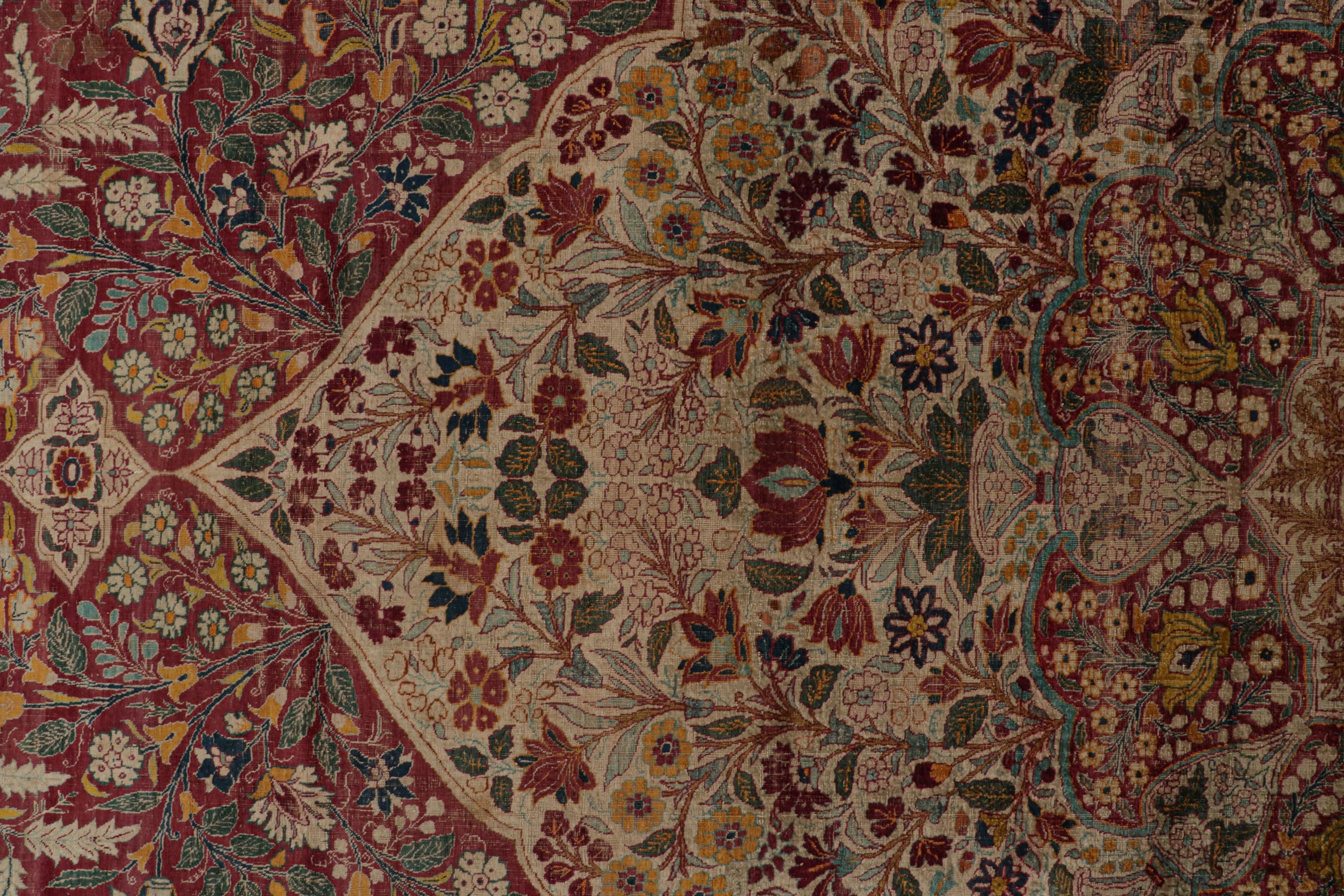Silk Antique Persian Tabriz Rug, in Brown, with Floral Patterns, from Rug & Kilim For Sale