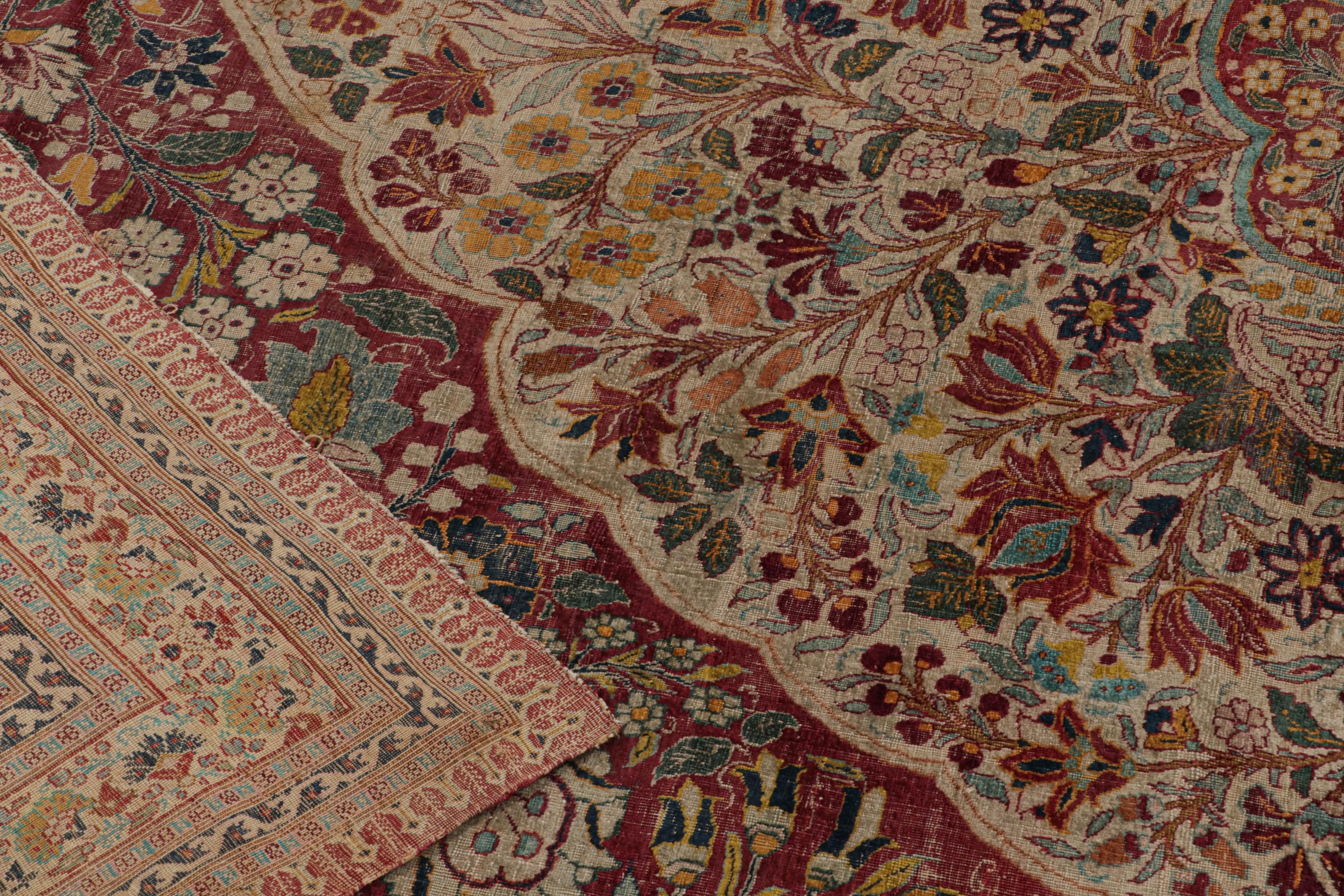 Antique Persian Tabriz Rug, in Brown, with Floral Patterns, from Rug & Kilim For Sale 1