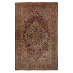 Antiker persischer Tabriz-Teppich, braun, mit Blumenmuster, von Rug & Kilim