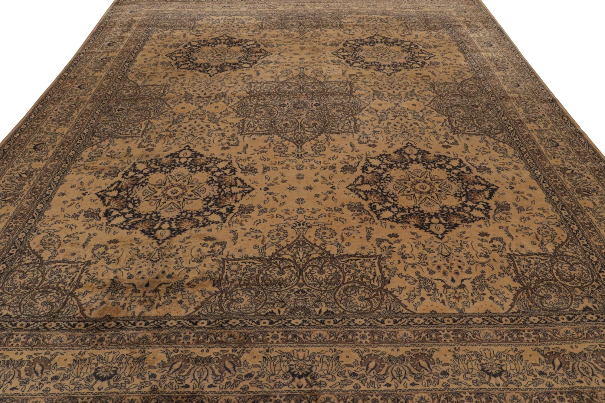 Hand-Knotted Antique Persian Tabriz Rug in Brown, with Geometric Patterns, from Rug & Kilim For Sale