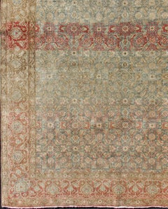 Antique Persian Tabriz Rug With Soft Allover Herati Design with Ornate Borders