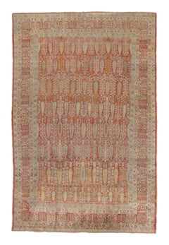 Antiker persischer Täbriz-Teppich in Rosa mit floralem Gitterdesign - Rug & Kilim